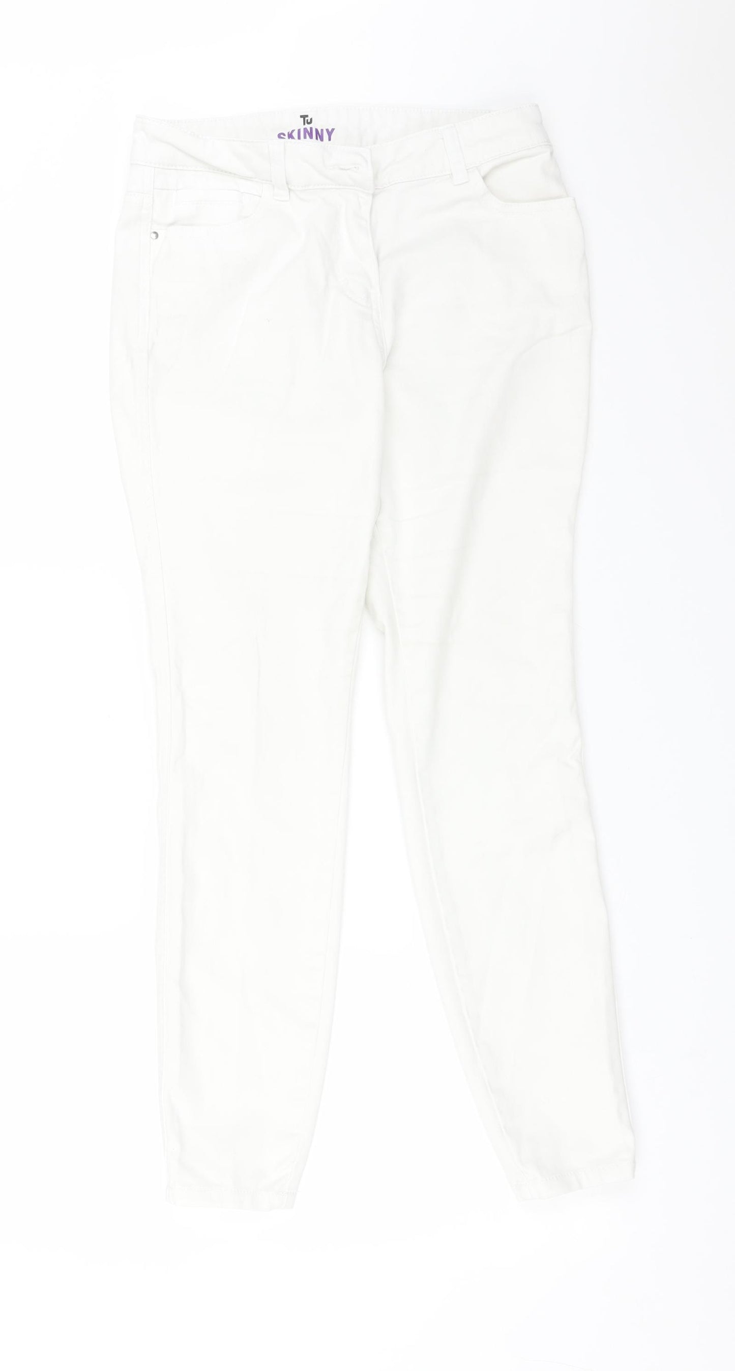 TU Womens White  Cotton Skinny Jeans Size 12 L27 in Regular
