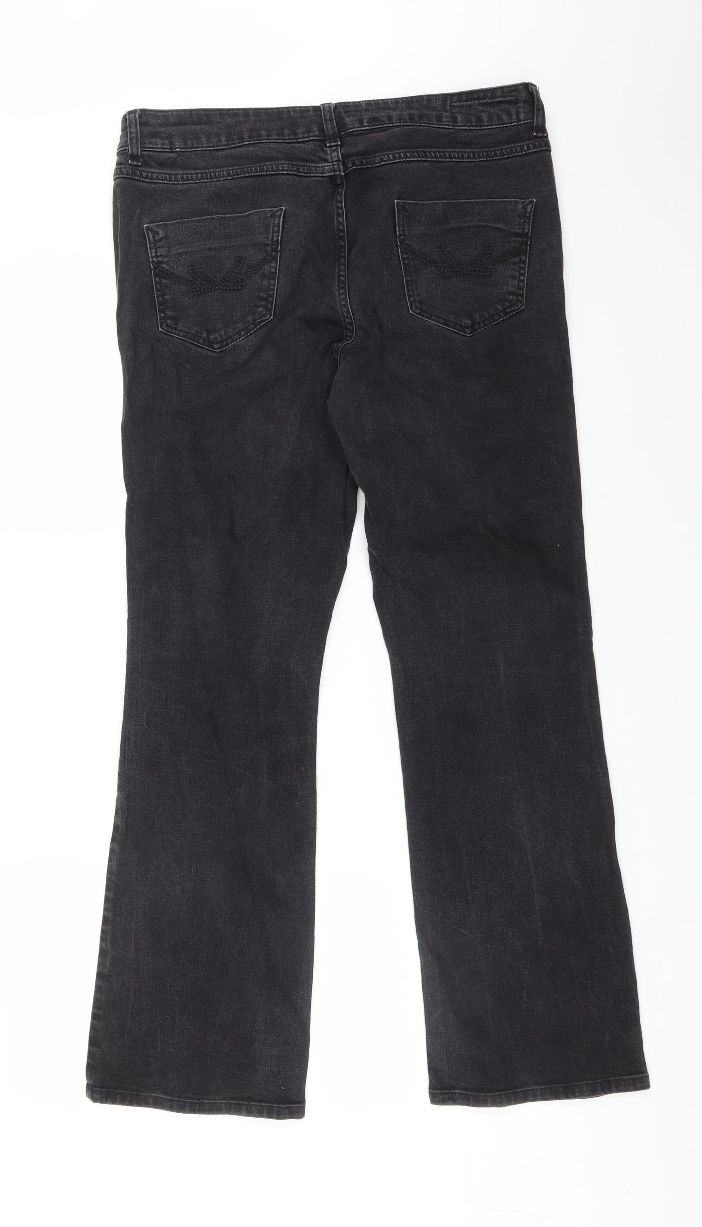 M&S Womens Black  Cotton Bootcut Jeans Size 16 L30 in Slim