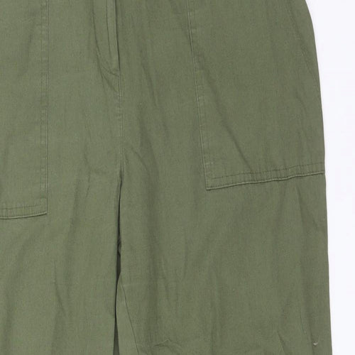 Primark Womens Green Striped Cotton Chino Trousers Size 14 L25 in Regular