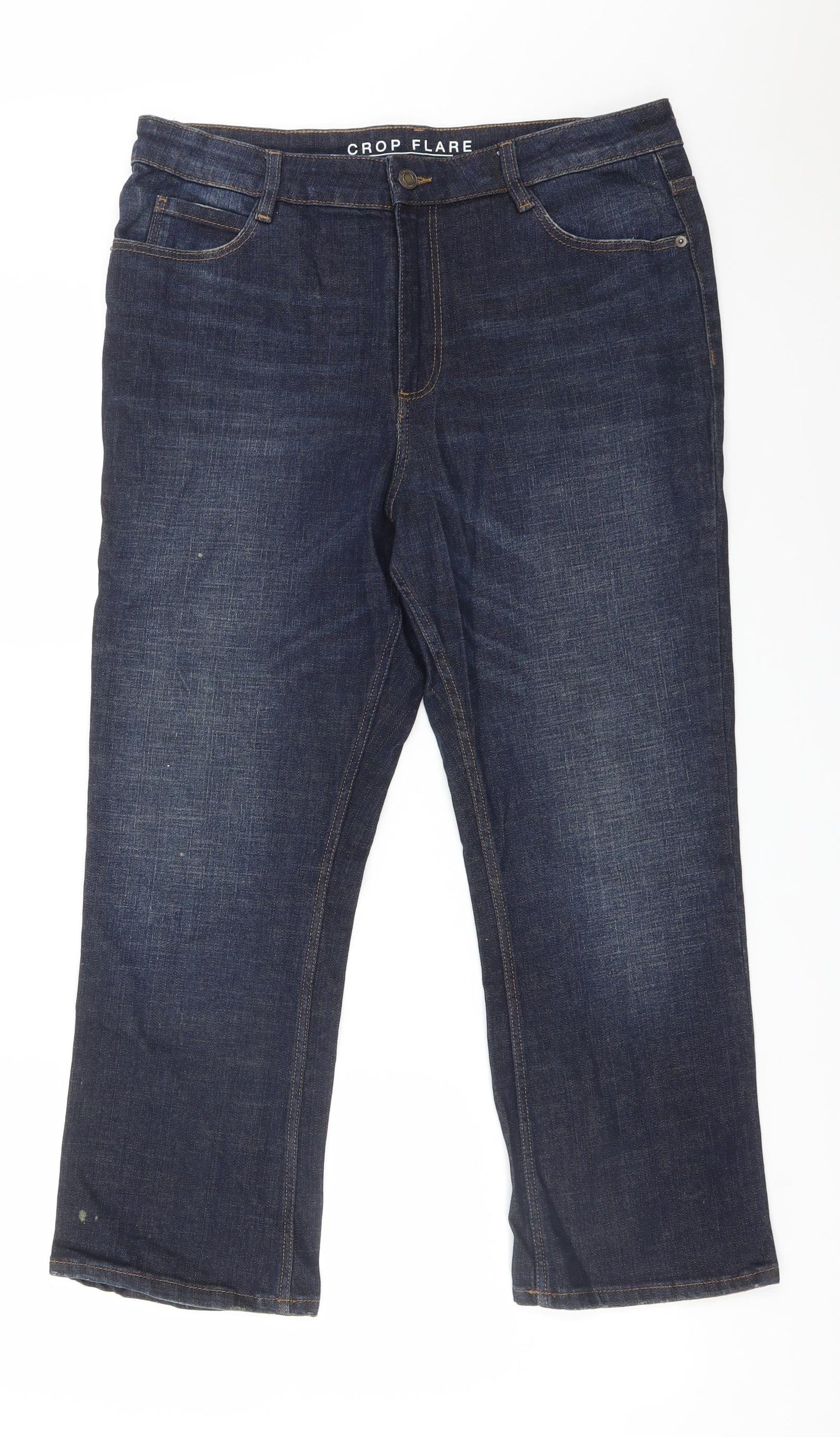 M&S Womens Blue  Cotton Flared Jeans Size 14 L24 in Regular