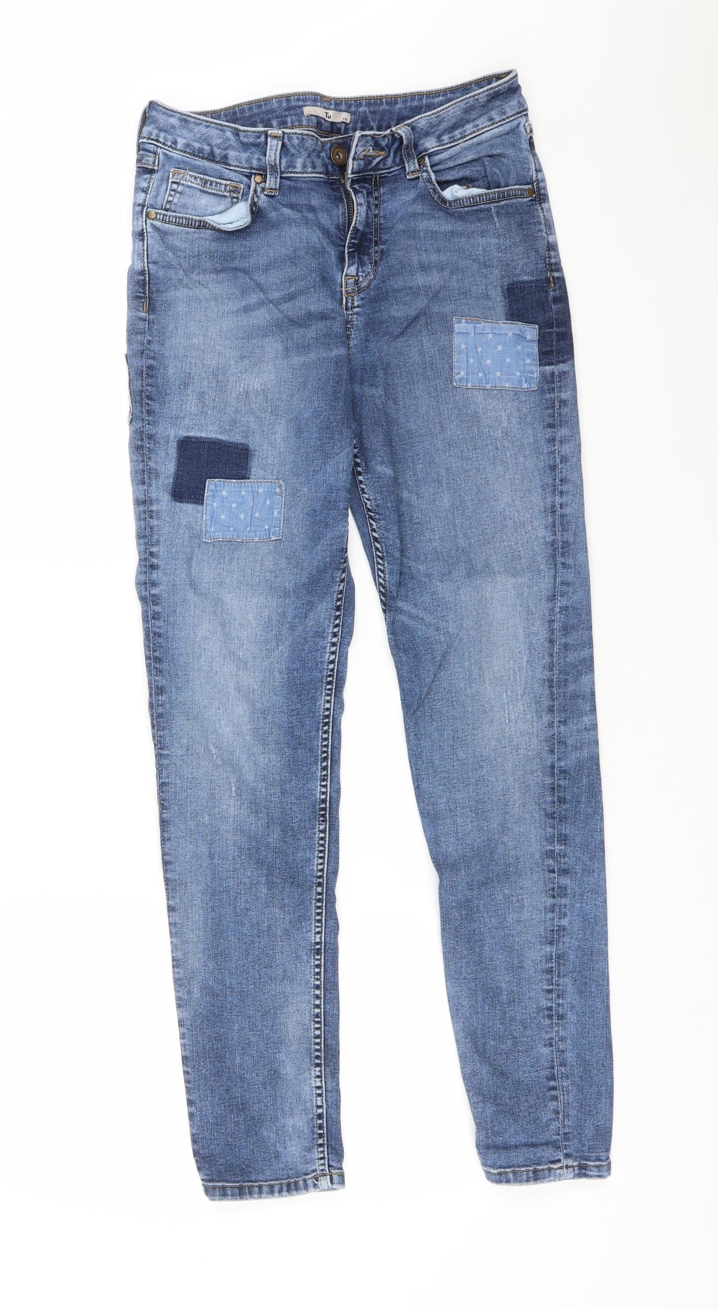TU Womens Blue  Cotton Skinny Jeans Size 10 L29 in Regular