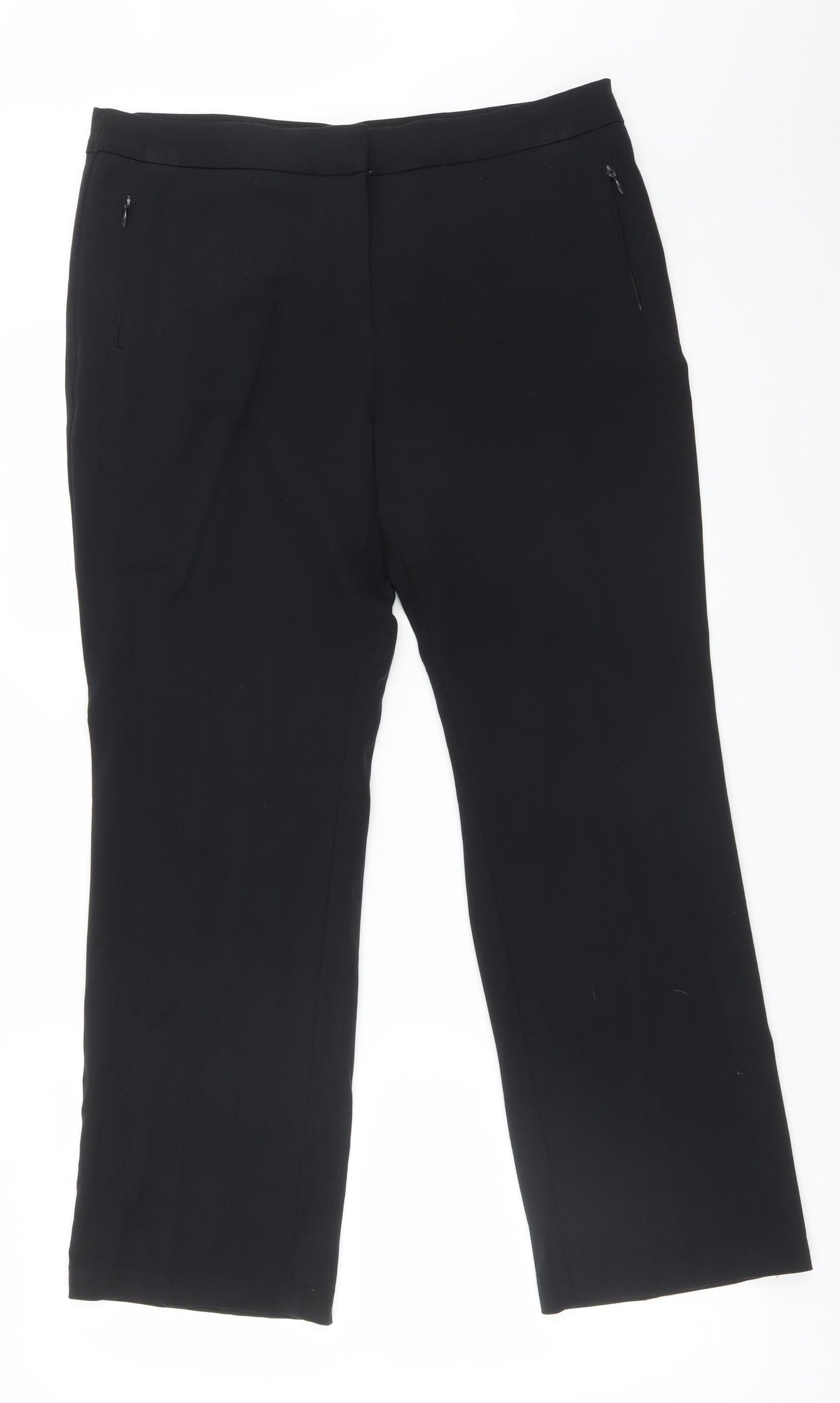 M&S Womens Black  Viscose Trousers  Size 14 L27 in Regular