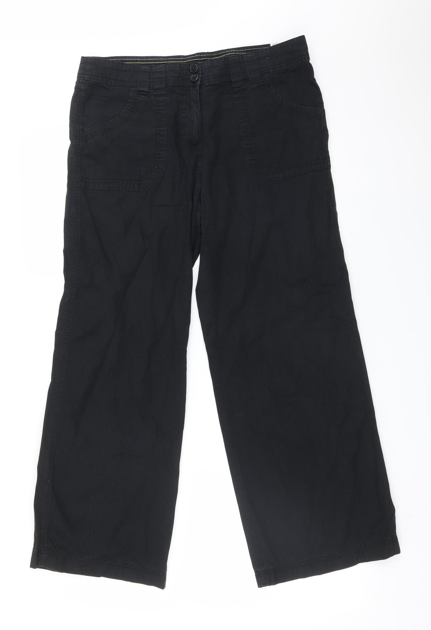 M&S Womens Black  Cotton Carpenter Trousers Size 12 L27 in Regular