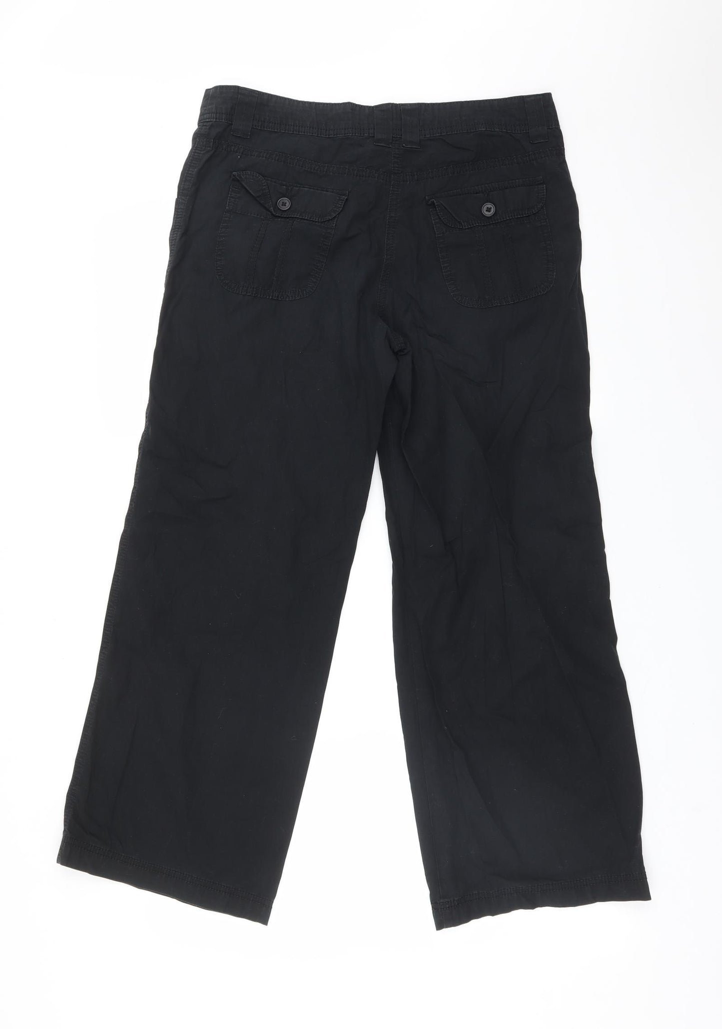 M&S Womens Black  Cotton Carpenter Trousers Size 12 L27 in Regular