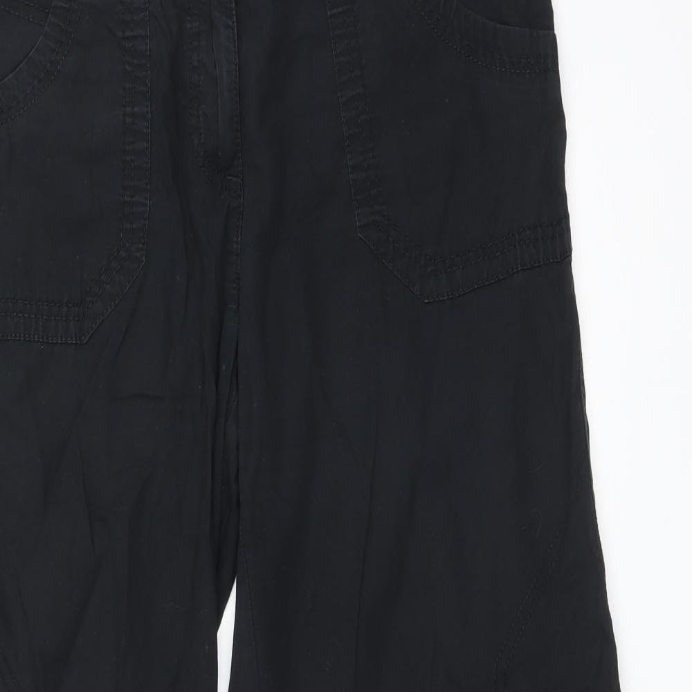 M&S Womens Black  Cotton Carpenter Trousers Size 12 L27 in Regular