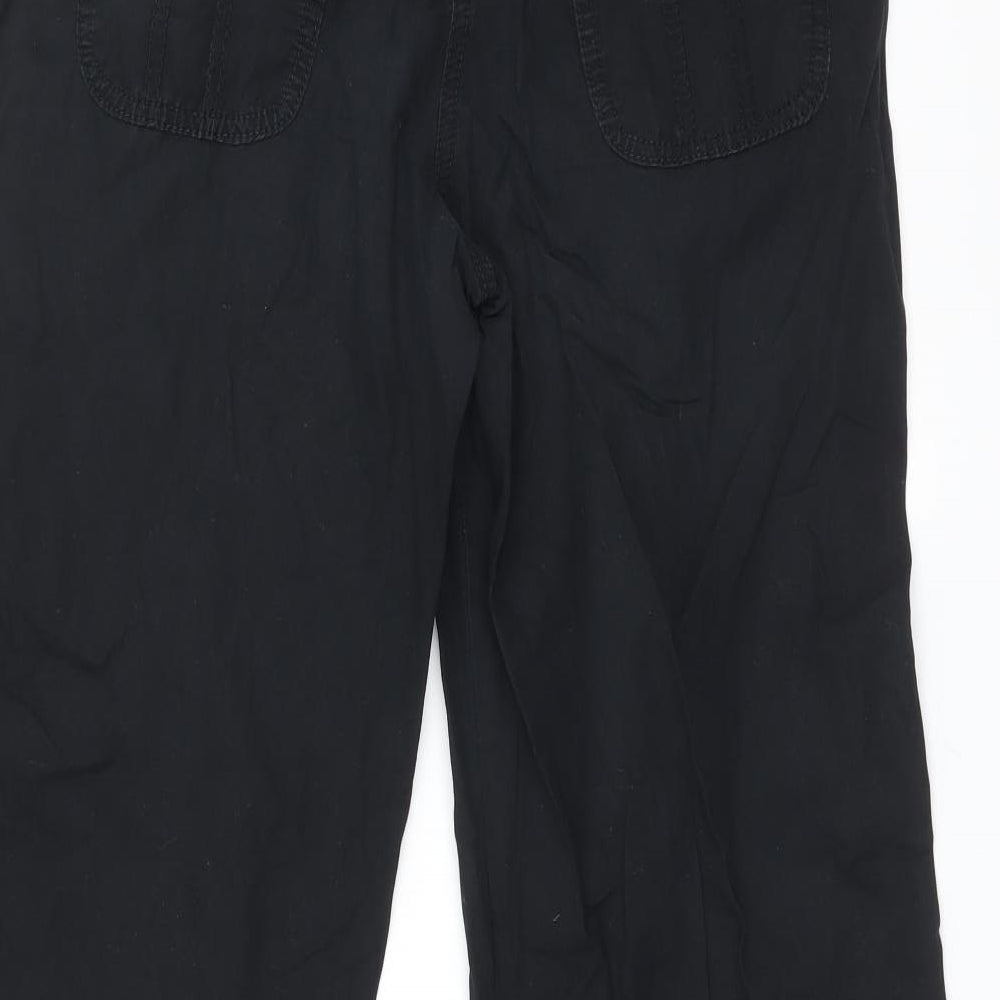 M&S Womens Black  Cotton Carpenter Trousers Size 12 L27 in Regular