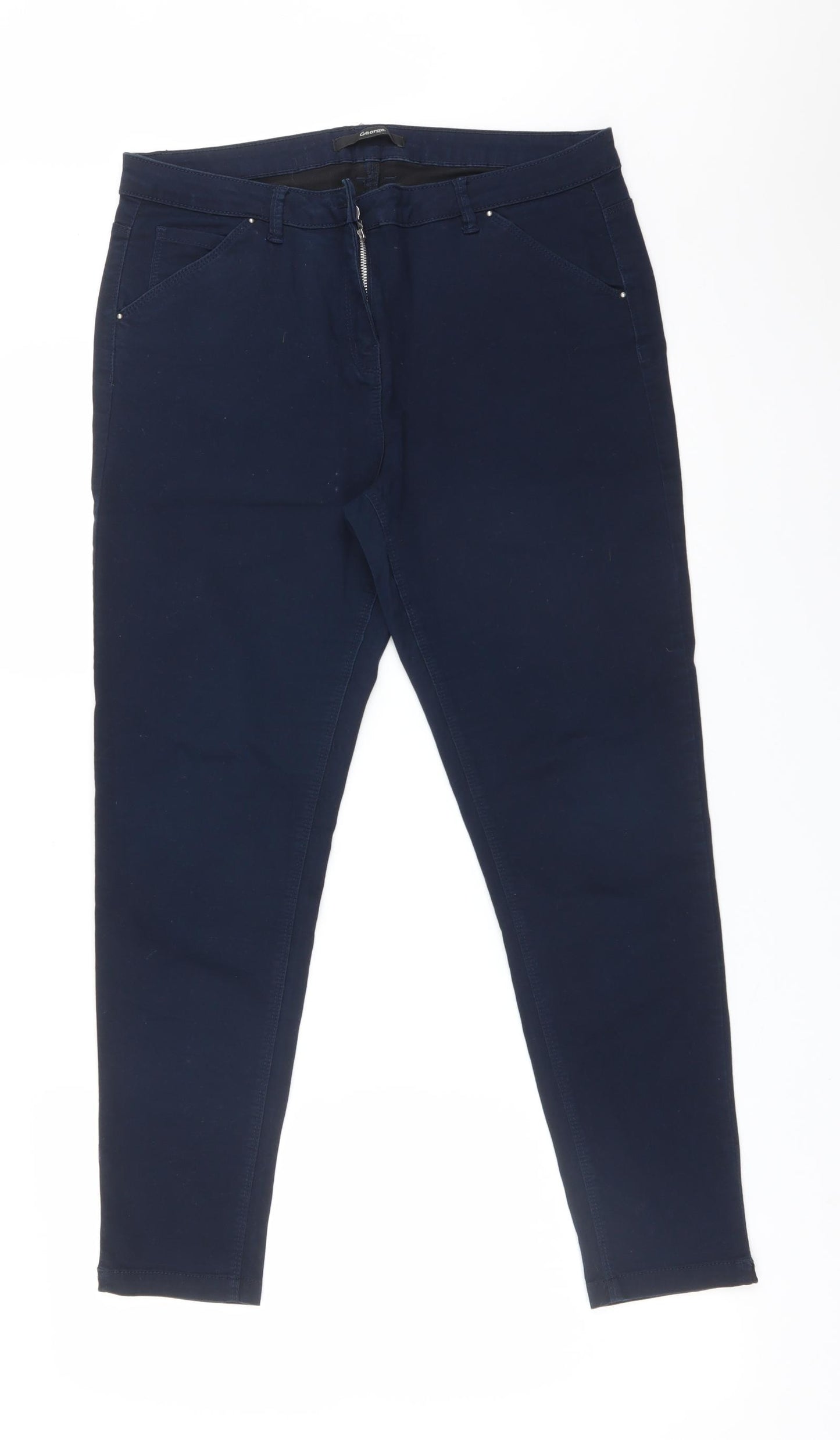 George Womens Blue  Cotton Skinny Jeans Size 14 L27 in Regular