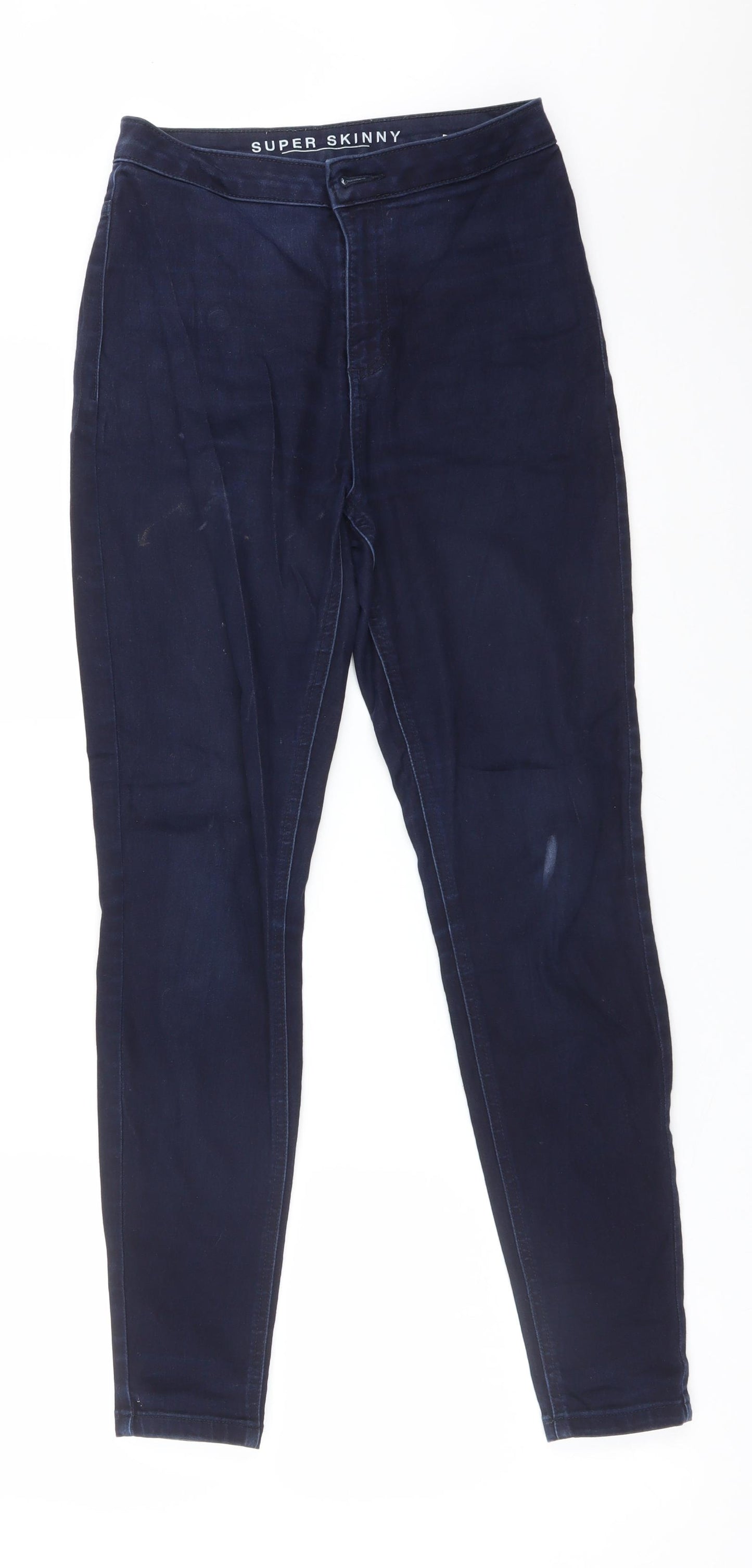 M&S Womens Blue  Cotton Skinny Jeans Size 10 L29 in Regular