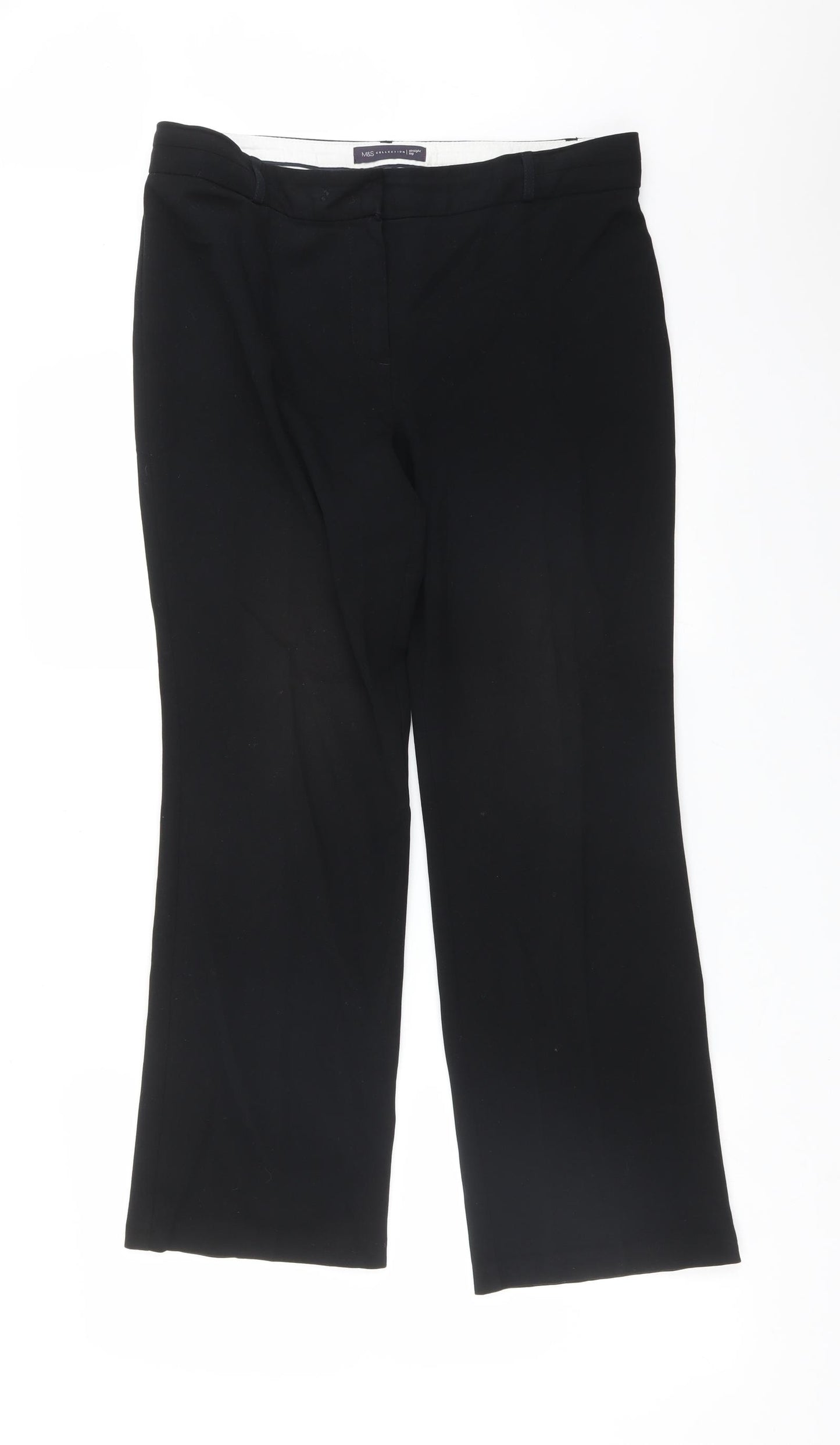 M&S Womens Black  Polyester Trousers  Size 12 L28 in Regular