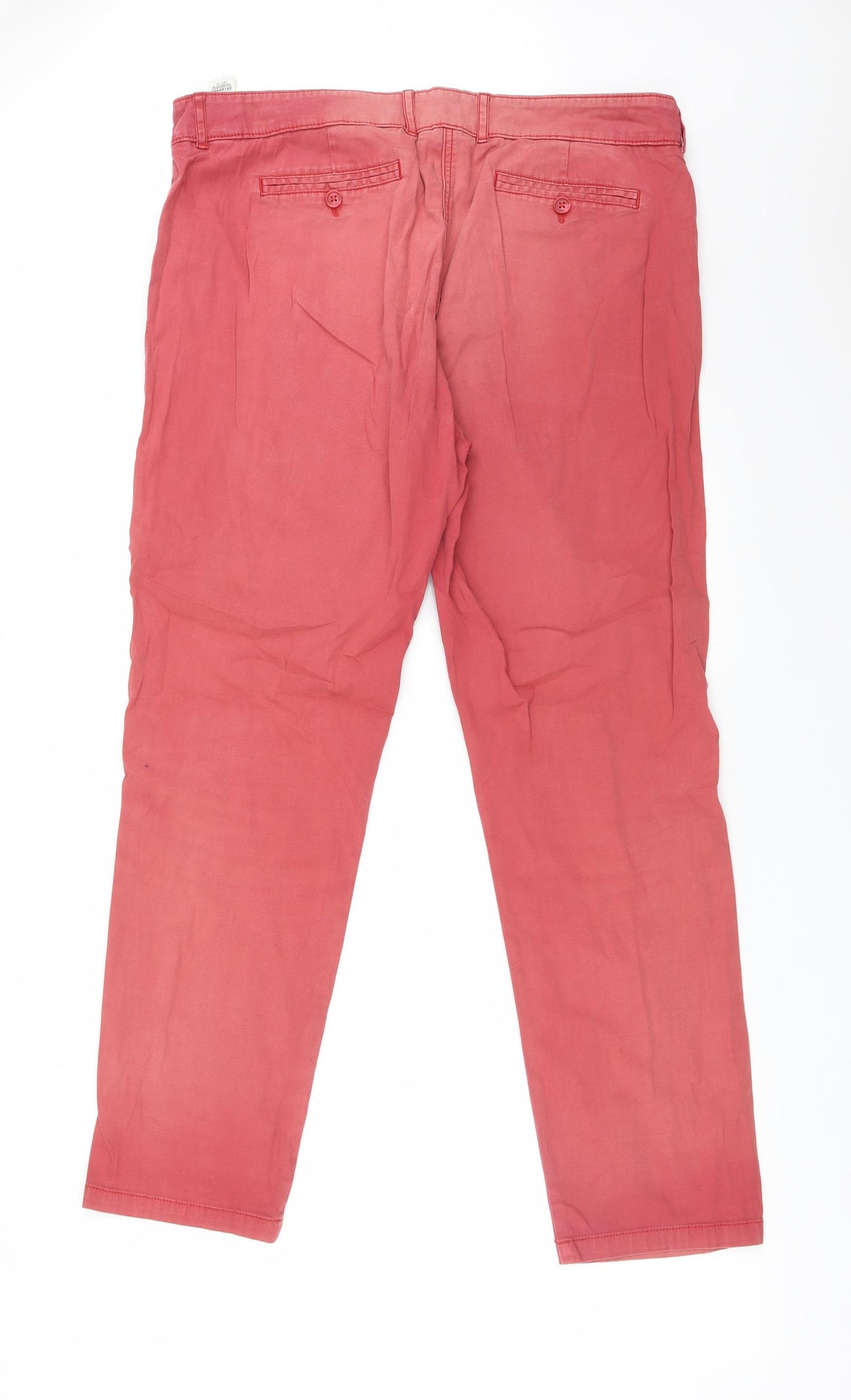 M&S Womens Red  Cotton Chino Trousers Size 16 L30 in Regular