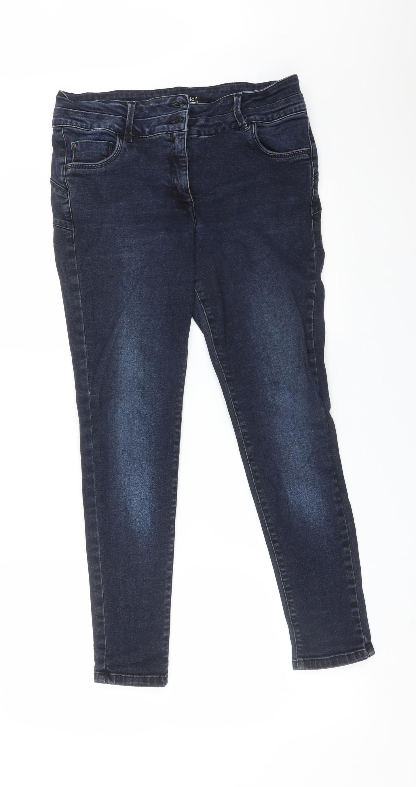NEXT Womens Blue  Cotton Skinny Jeans Size 16 L27 in Regular