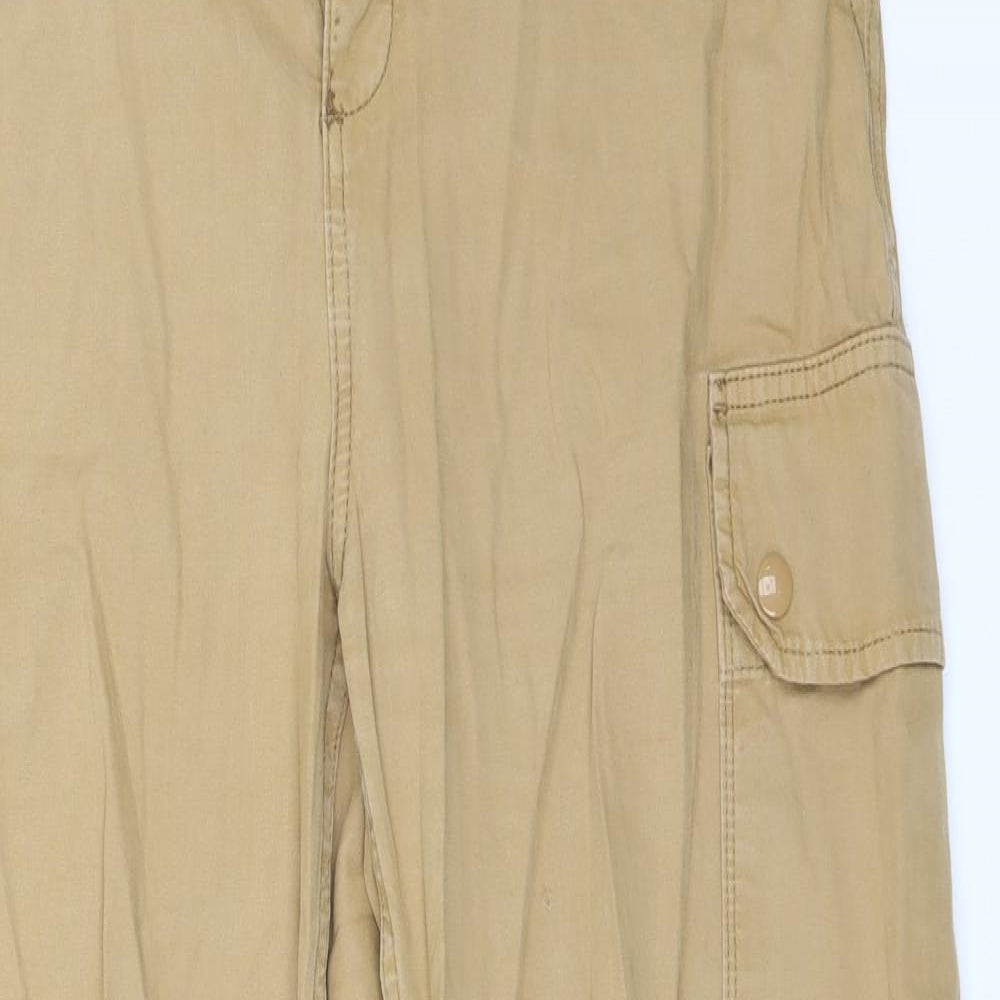 Topshop Womens Brown  Cotton Cargo Trousers Size 12 L29 in Regular