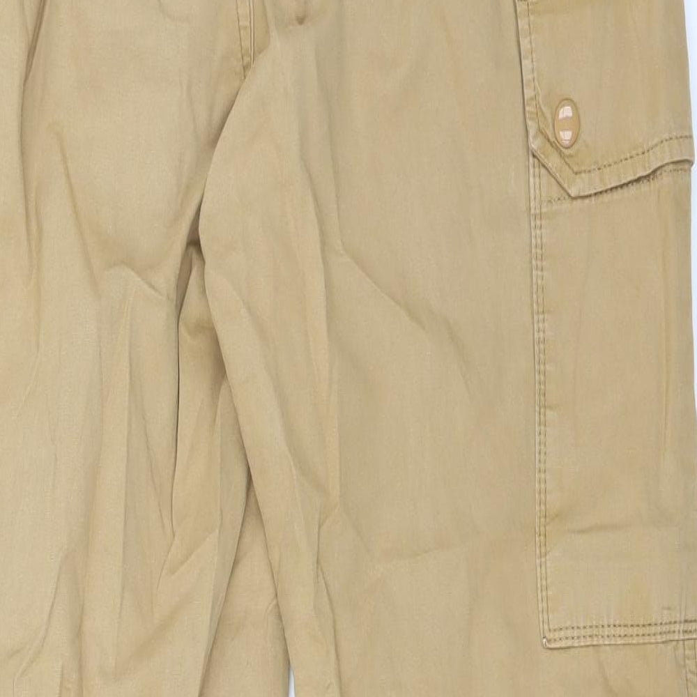 Topshop Womens Brown  Cotton Cargo Trousers Size 12 L29 in Regular