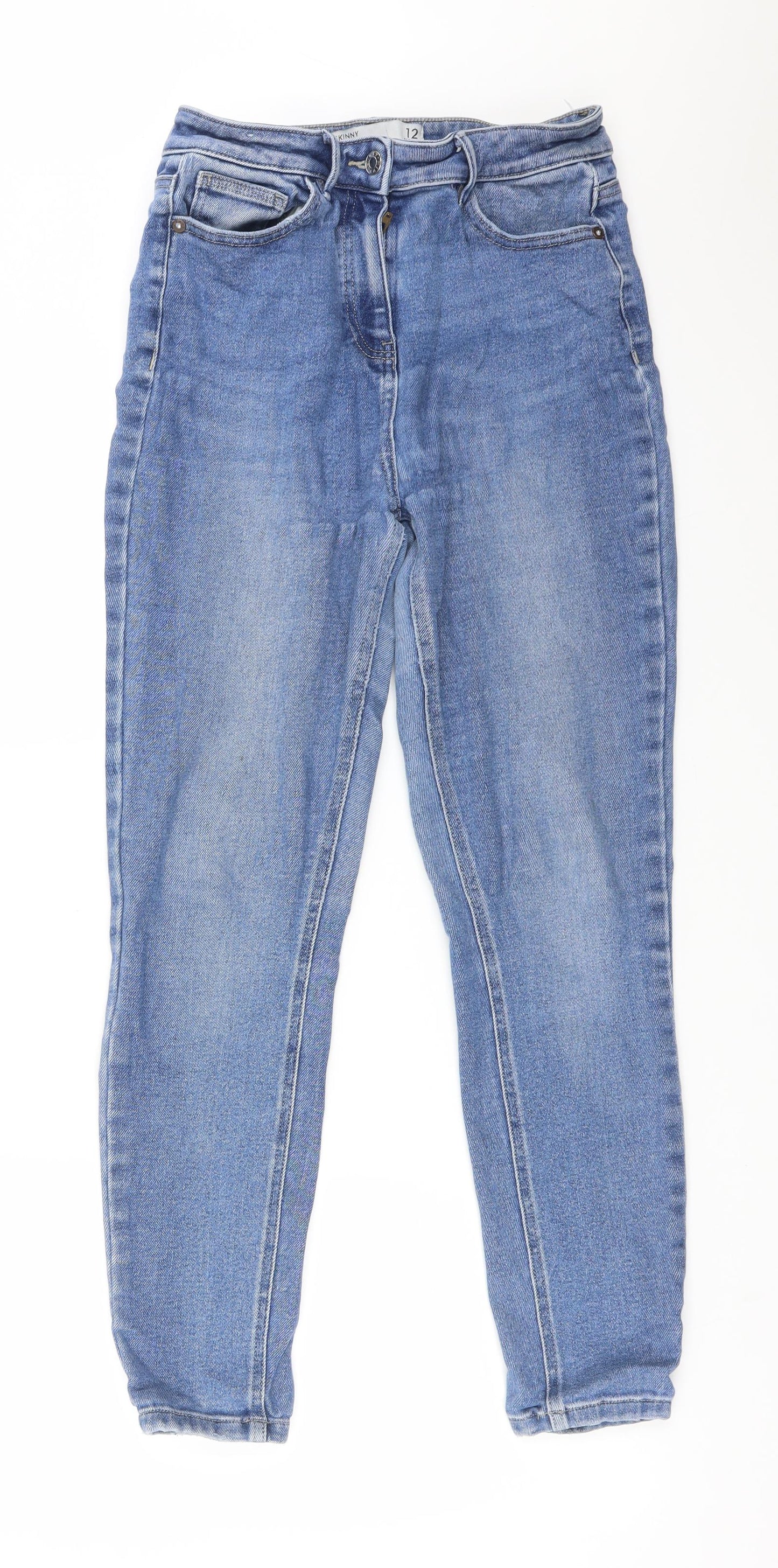 NEXT Womens Blue  Cotton Skinny Jeans Size 12 L28 in Regular