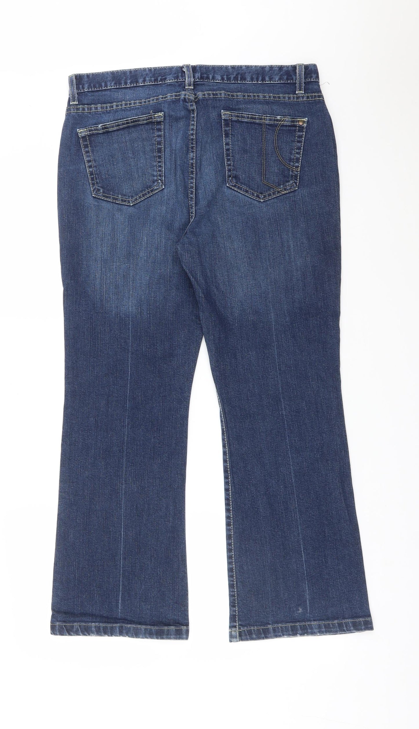 M&S Womens Blue  Cotton Bootcut Jeans Size 16 L27 in Regular