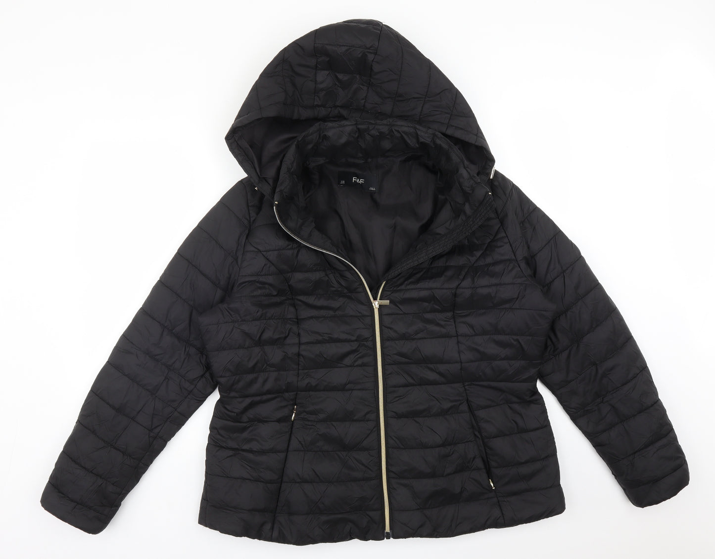 F&F Womens Black   Puffer Jacket Coat Size 16