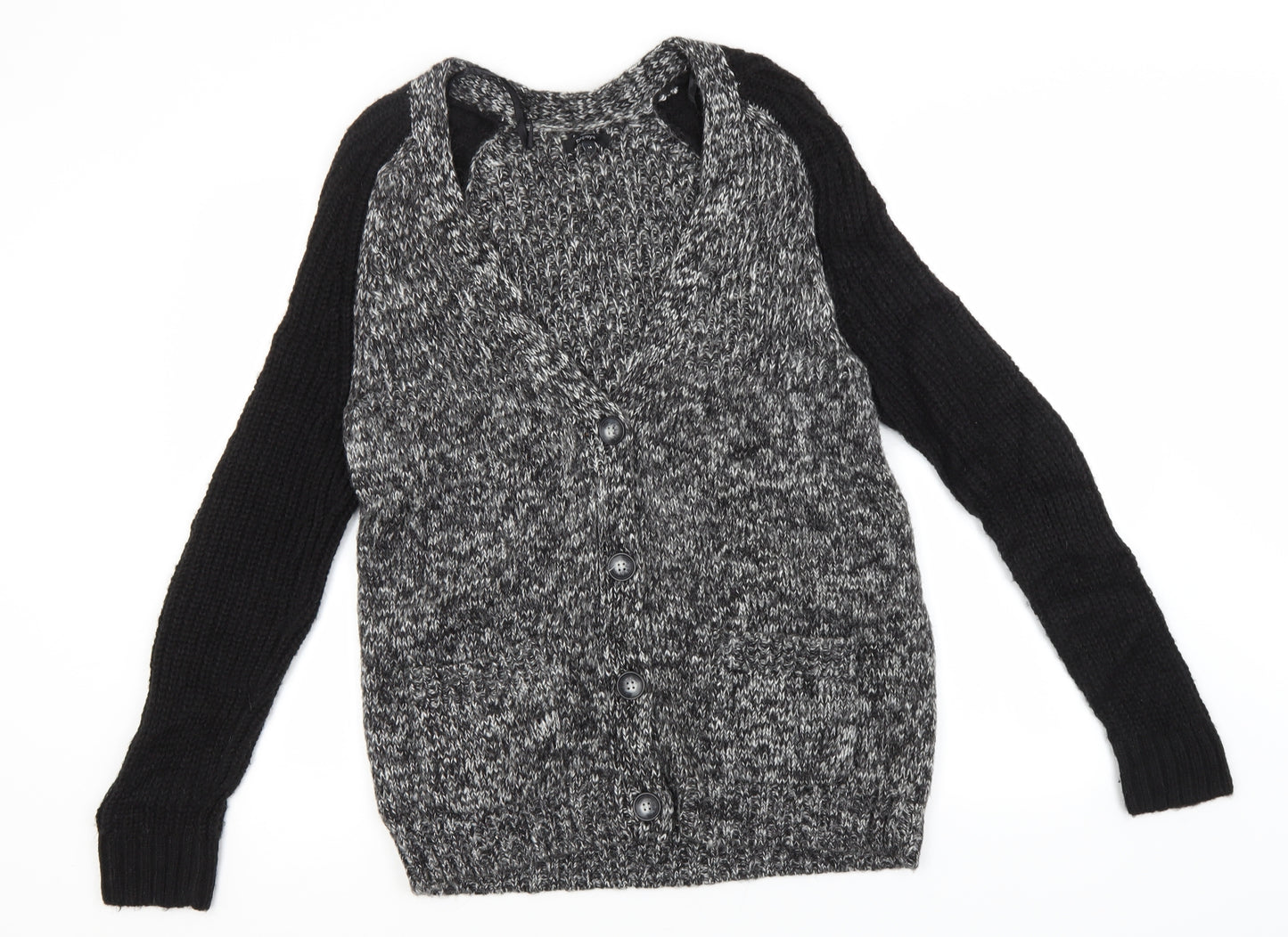 Papaya Womens Grey Round Neck  Acrylic Cardigan Jumper Size 14