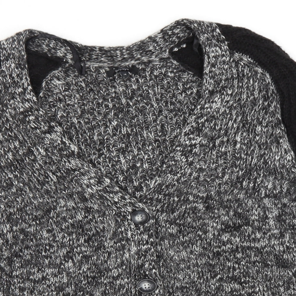 Papaya Womens Grey Round Neck  Acrylic Cardigan Jumper Size 14