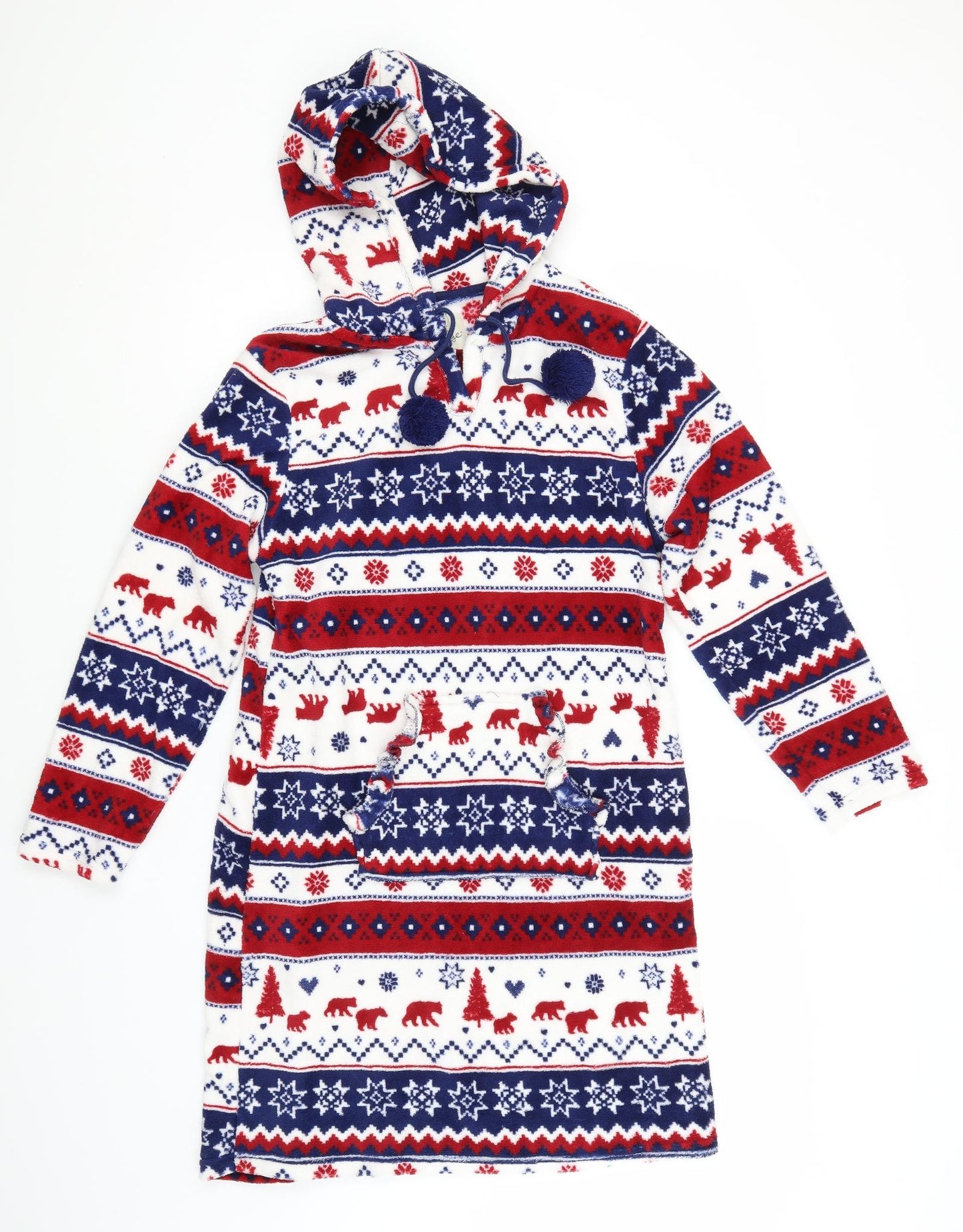 Primark Womens White Fair Isle Polyester Pullover Hoodie Size 10