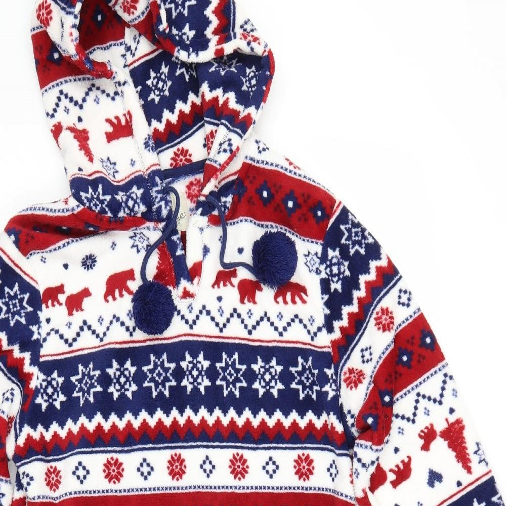 Primark Womens White Fair Isle Polyester Pullover Hoodie Size 10