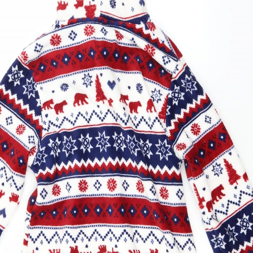 Primark Womens White Fair Isle Polyester Pullover Hoodie Size 10