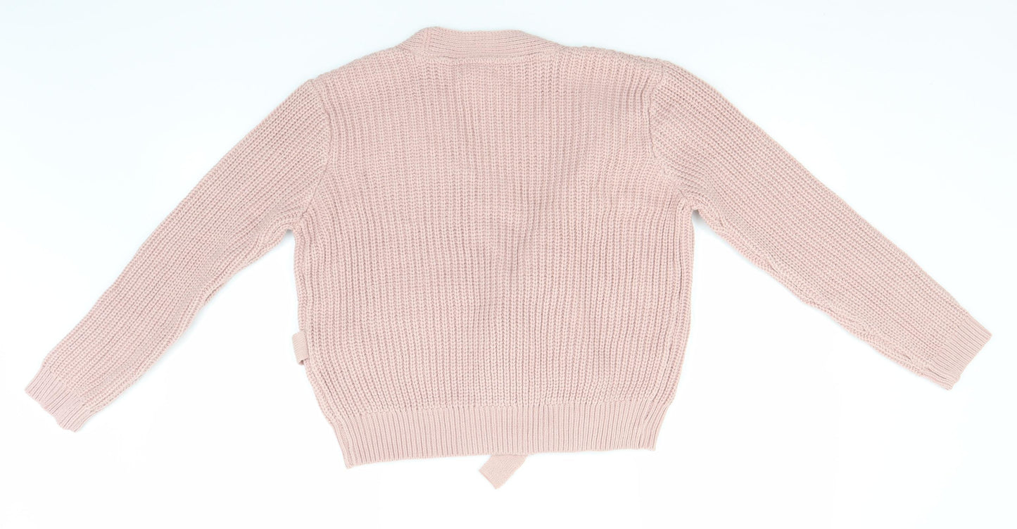 Primark Girls Grey V-Neck  Acrylic Cardigan Jumper Size 10-11 Years