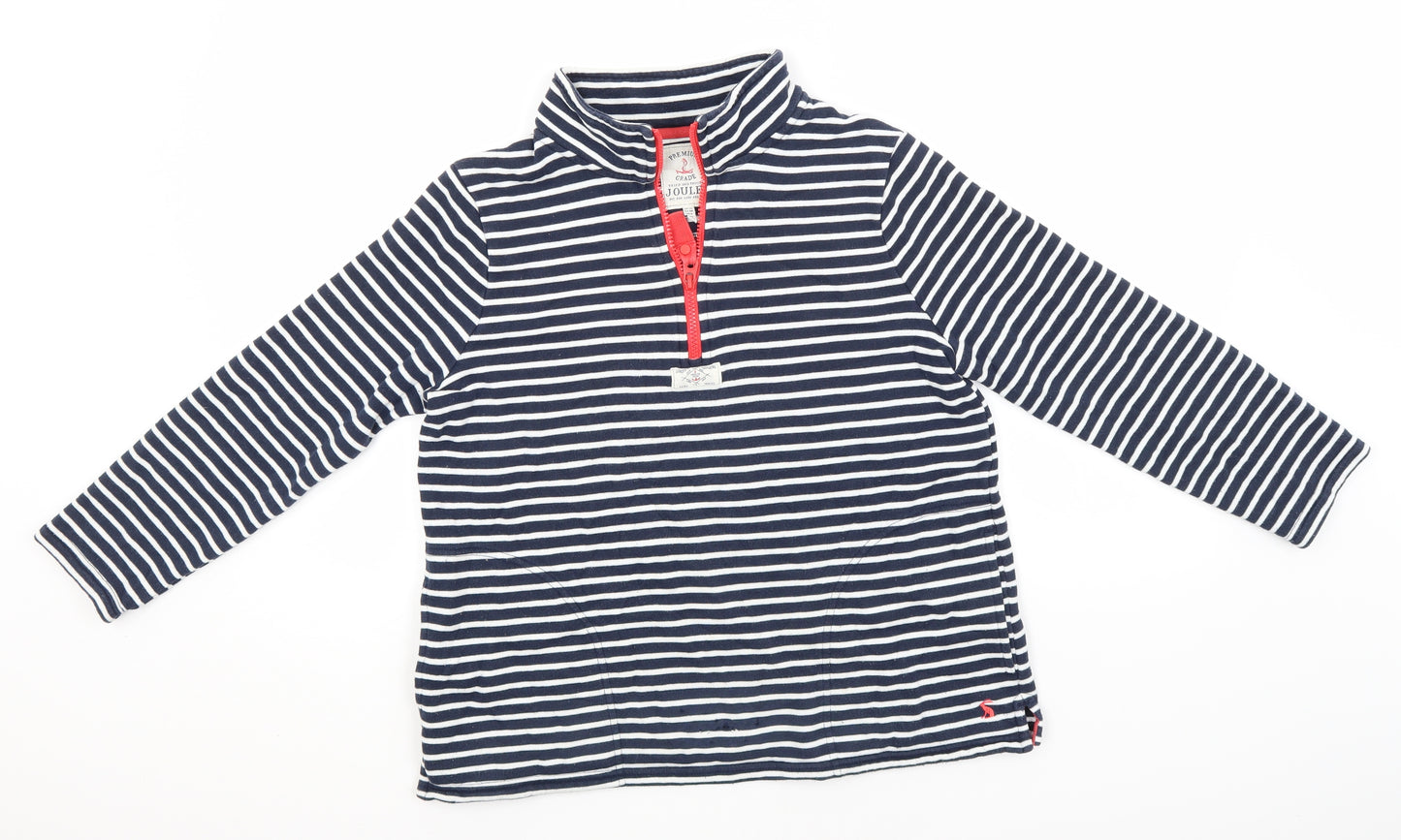 Joules Womens Blue Crew Neck Striped Cotton Pullover Jumper Size 10