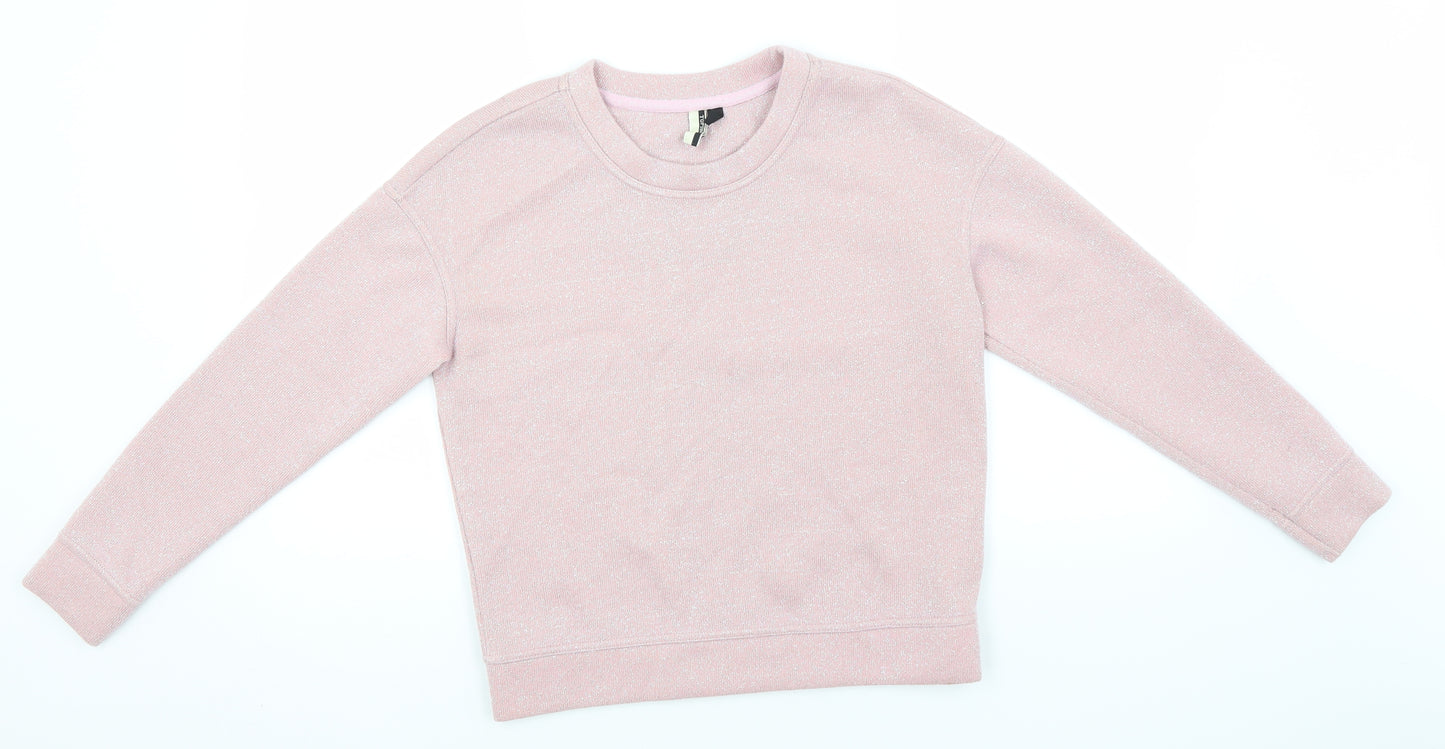 Topshop Womens Pink Round Neck  Polyester Pullover Jumper Size 6