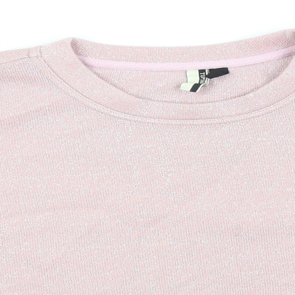 Topshop Womens Pink Round Neck  Polyester Pullover Jumper Size 6