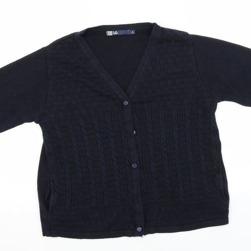 EWM Womens Blue Round Neck  Acrylic Cardigan Jumper Size 10