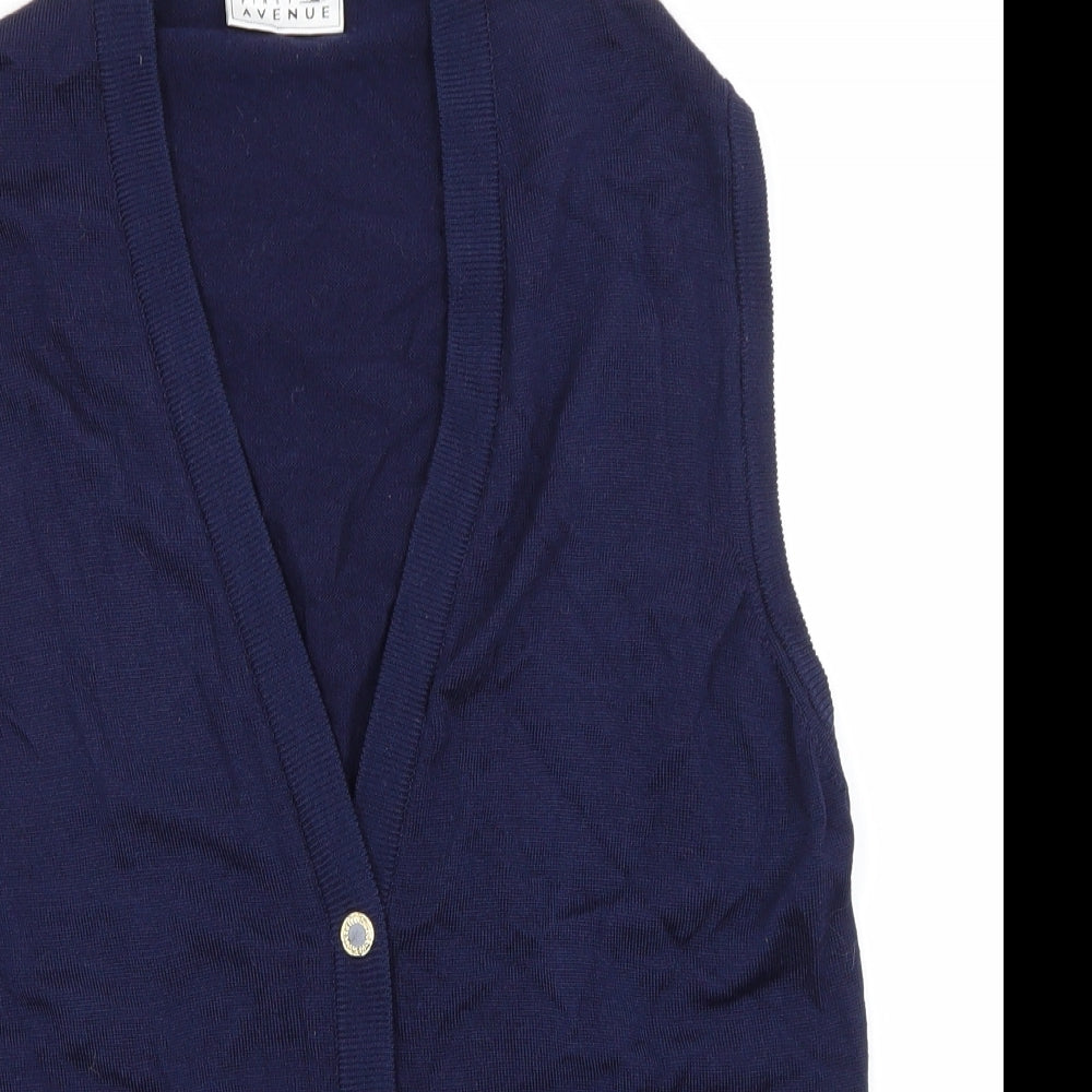 Avenue Womens Blue V-Neck  Wool Cardigan Jumper Size 16