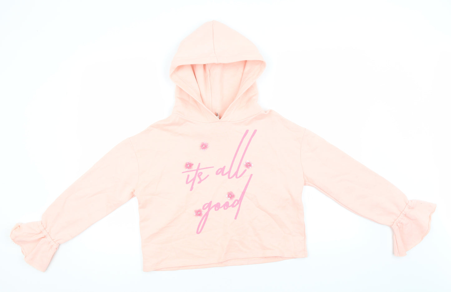 River Island Girls White  Cotton Pullover Hoodie Size 11-12 Years