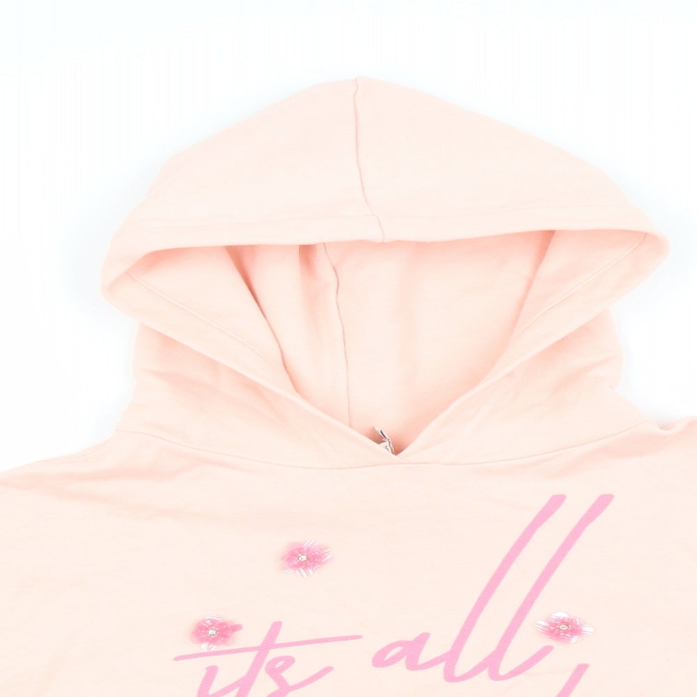 River Island Girls White  Cotton Pullover Hoodie Size 11-12 Years