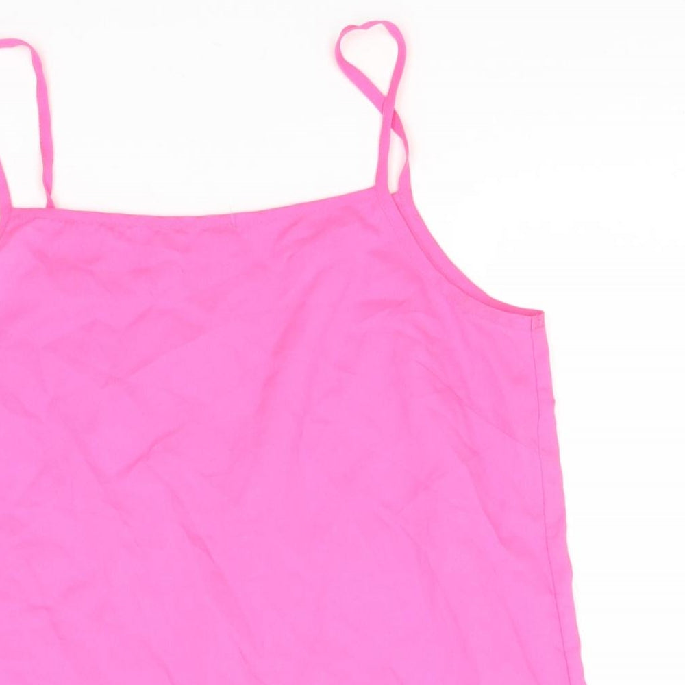 George Girls Pink  Polyester Basic Tank Size 13-14 Years Off the Shoulder