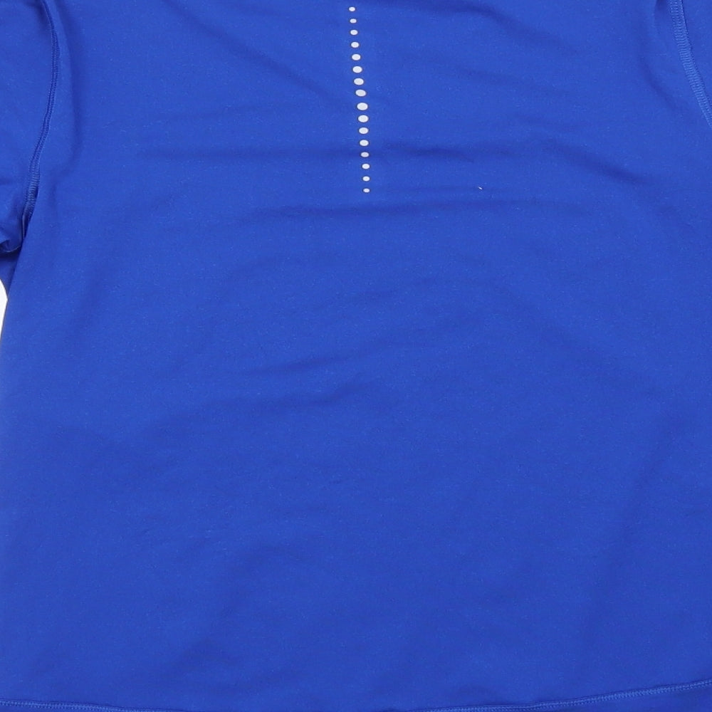 Marks and Spencer Womens Blue  Polyester Basic T-Shirt Size 10 Round Neck