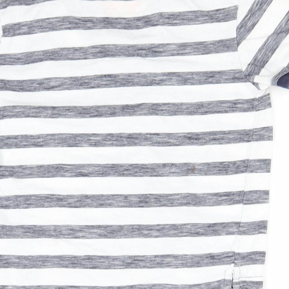 Rebel Boys White Striped Cotton Basic Polo Size 5-6 Years Collared