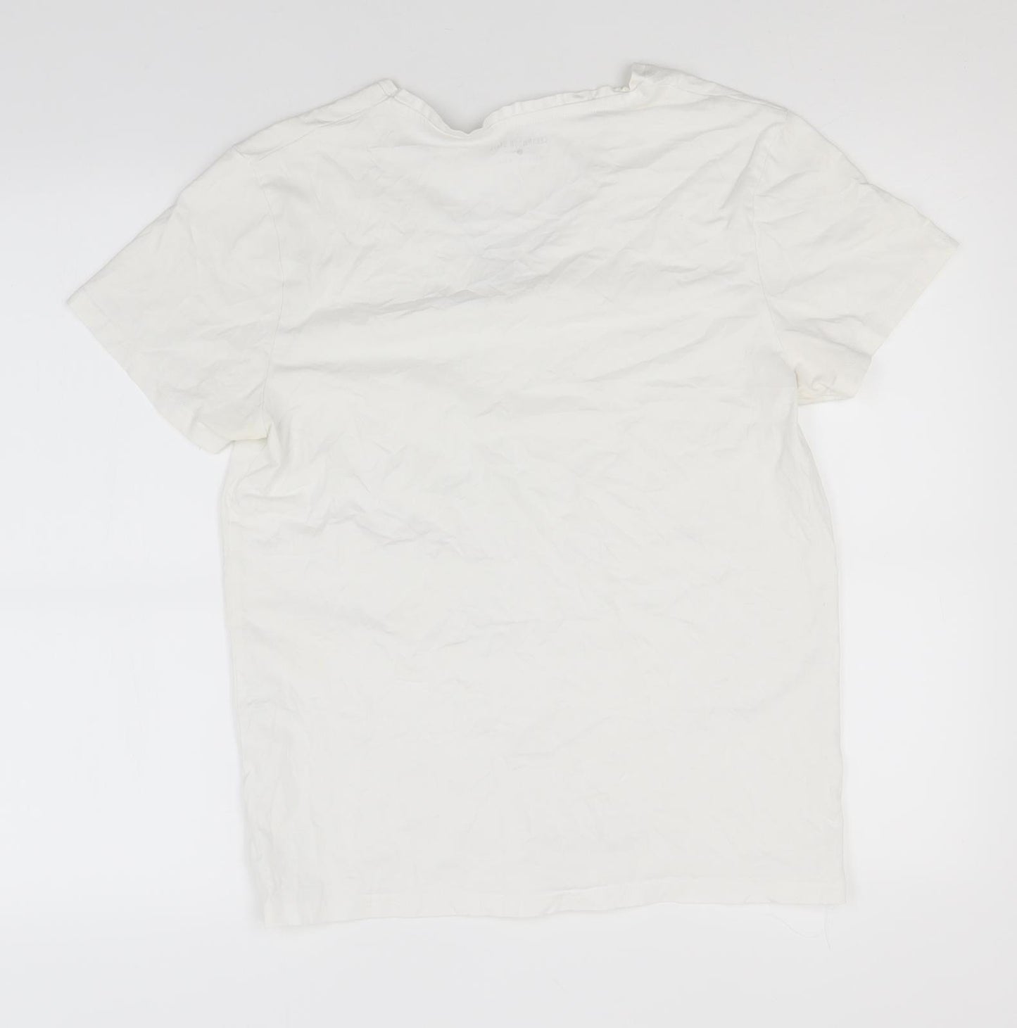 Cedar Wood State Mens White  Cotton  T-Shirt Size L Round Neck