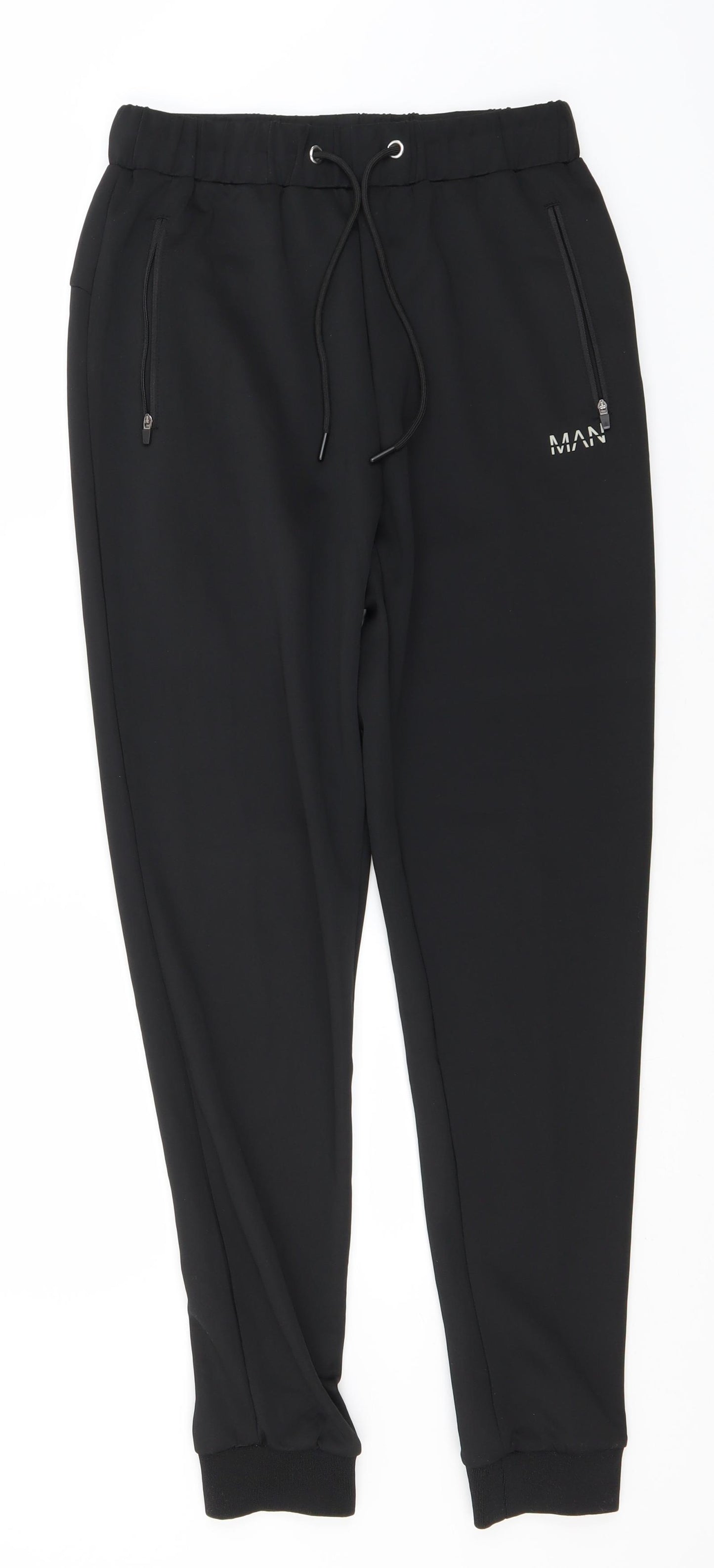 Boohoo Mens Black  Polyester Sweatpants Trousers Size M L30 in Regular