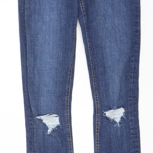 Denim & Co. Womens Blue  Cotton Straight Jeans Size 8 L27 in Regular