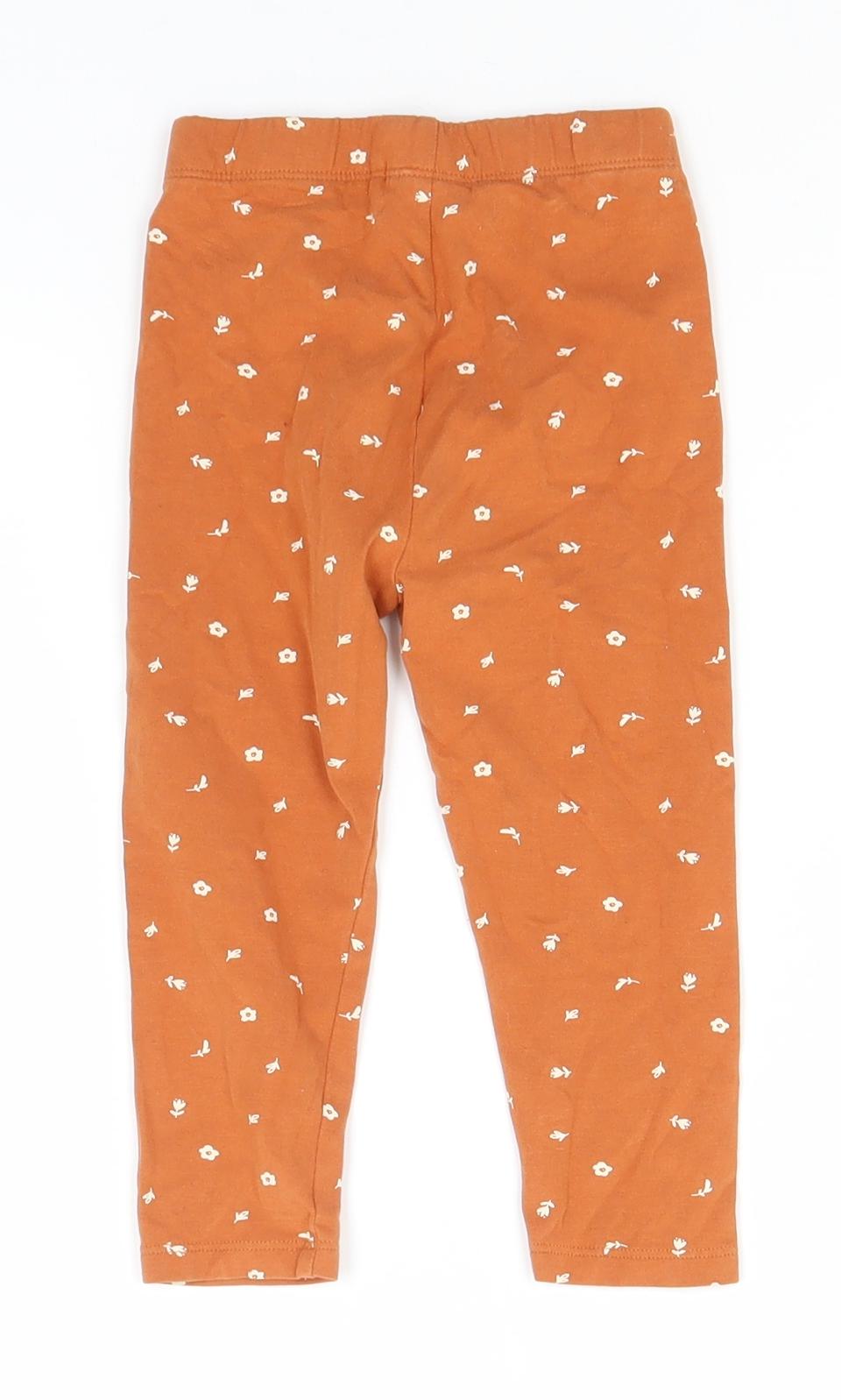 NEXT Baby Brown Floral Cotton Sweatpants Trousers Size 18-24 Months