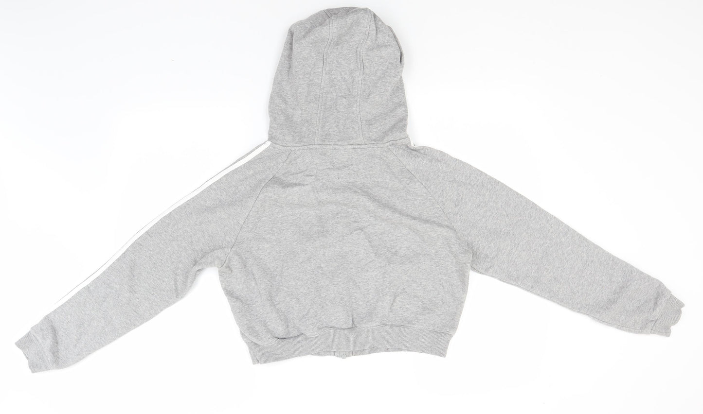 adidas Womens Grey  Cotton Full Zip Hoodie Size 12
