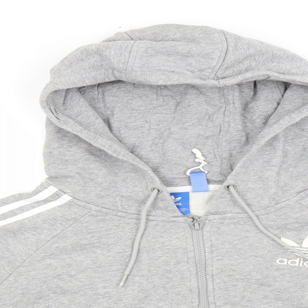 adidas Womens Grey  Cotton Full Zip Hoodie Size 12
