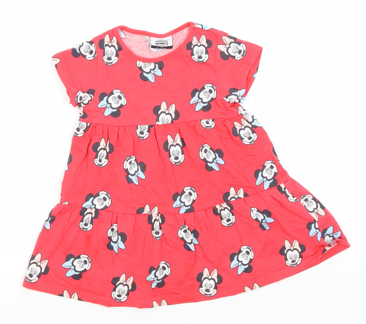 Disney Baby Red  Cotton A-Line  Size 18-24 Months  Round Neck  - Minnie Mouse