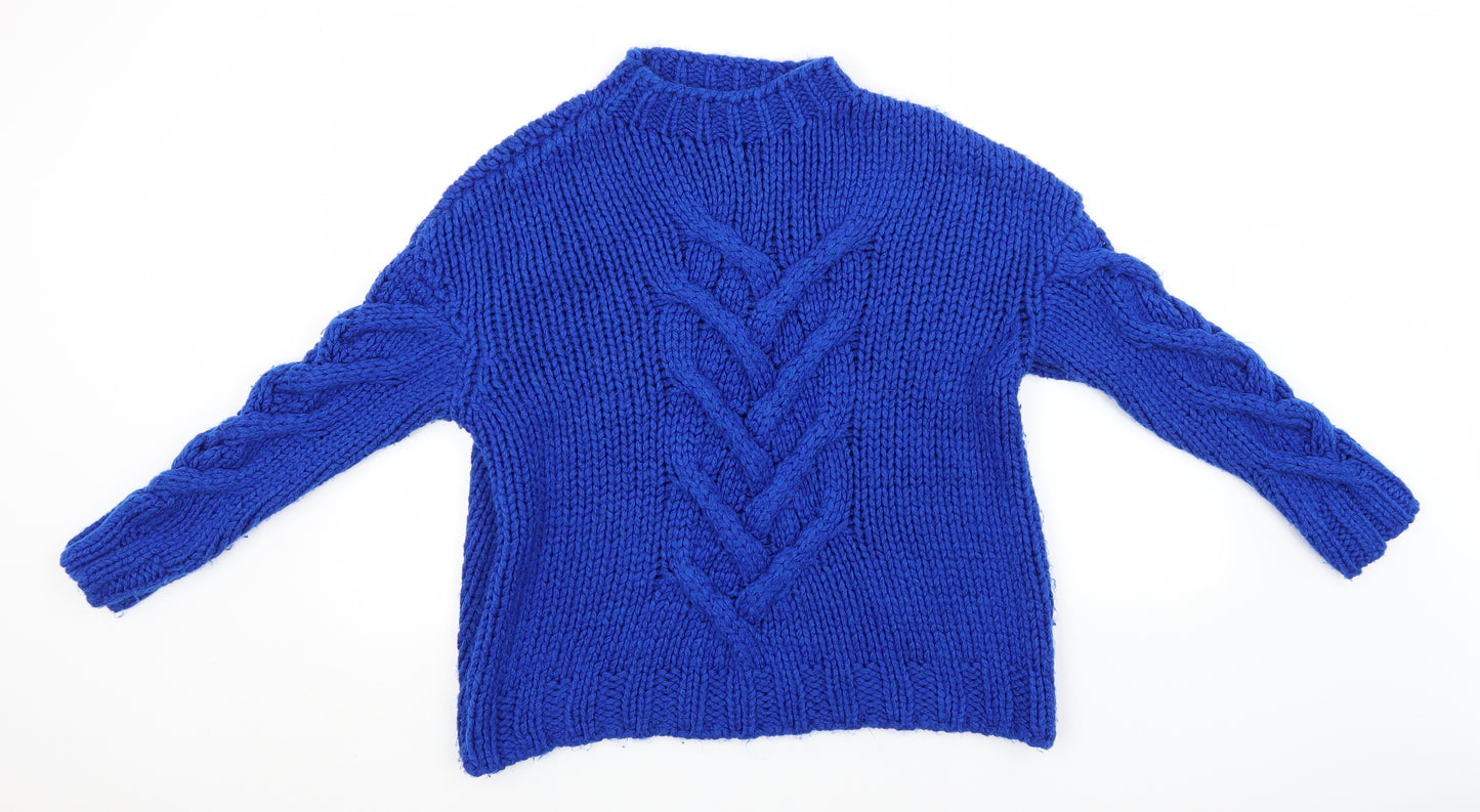 George Womens Blue Roll Neck  Acrylic Pullover Jumper Size L