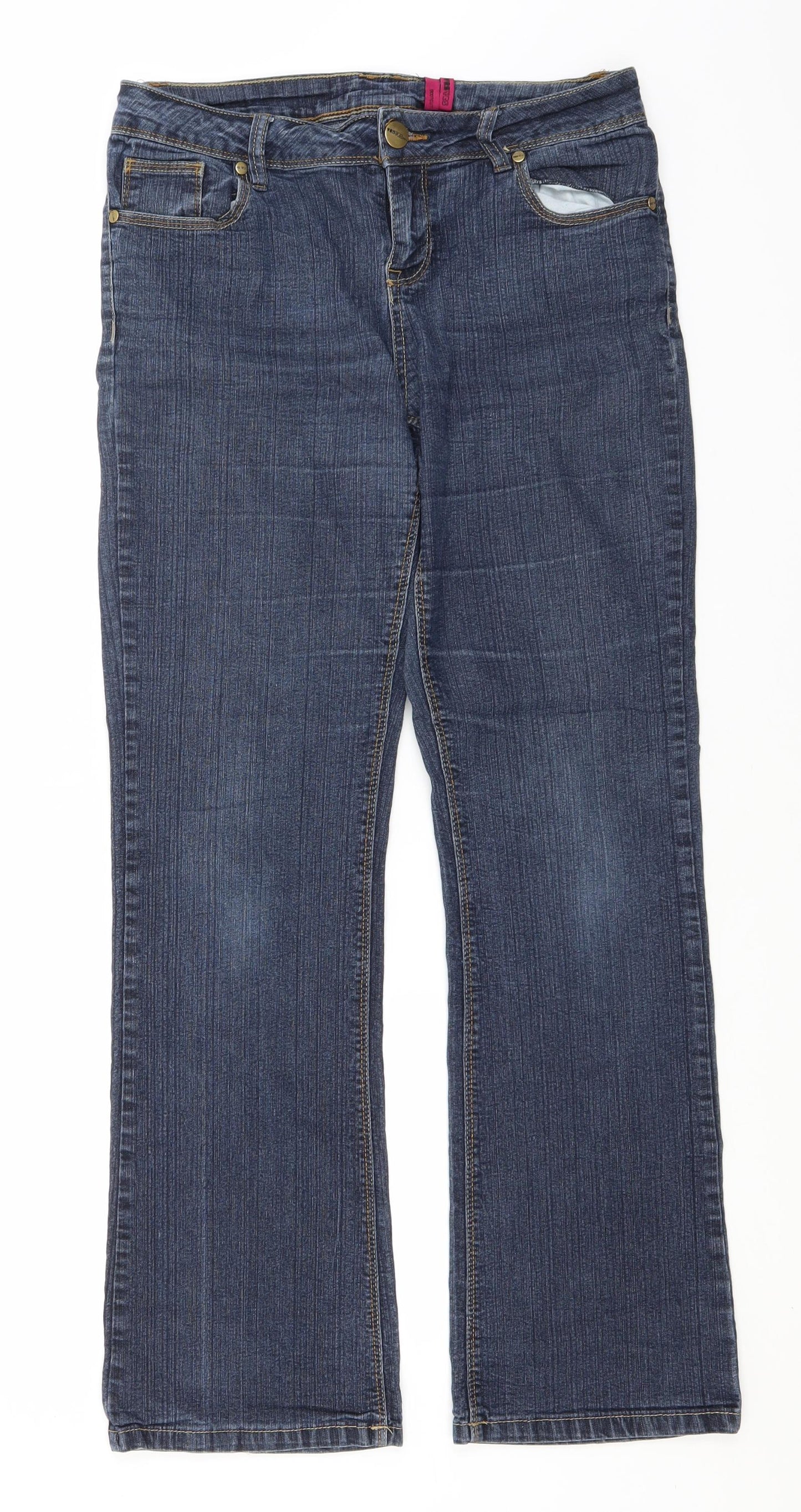 YES Womens Blue  Cotton Bootcut Jeans Size 12 L30 in Regular