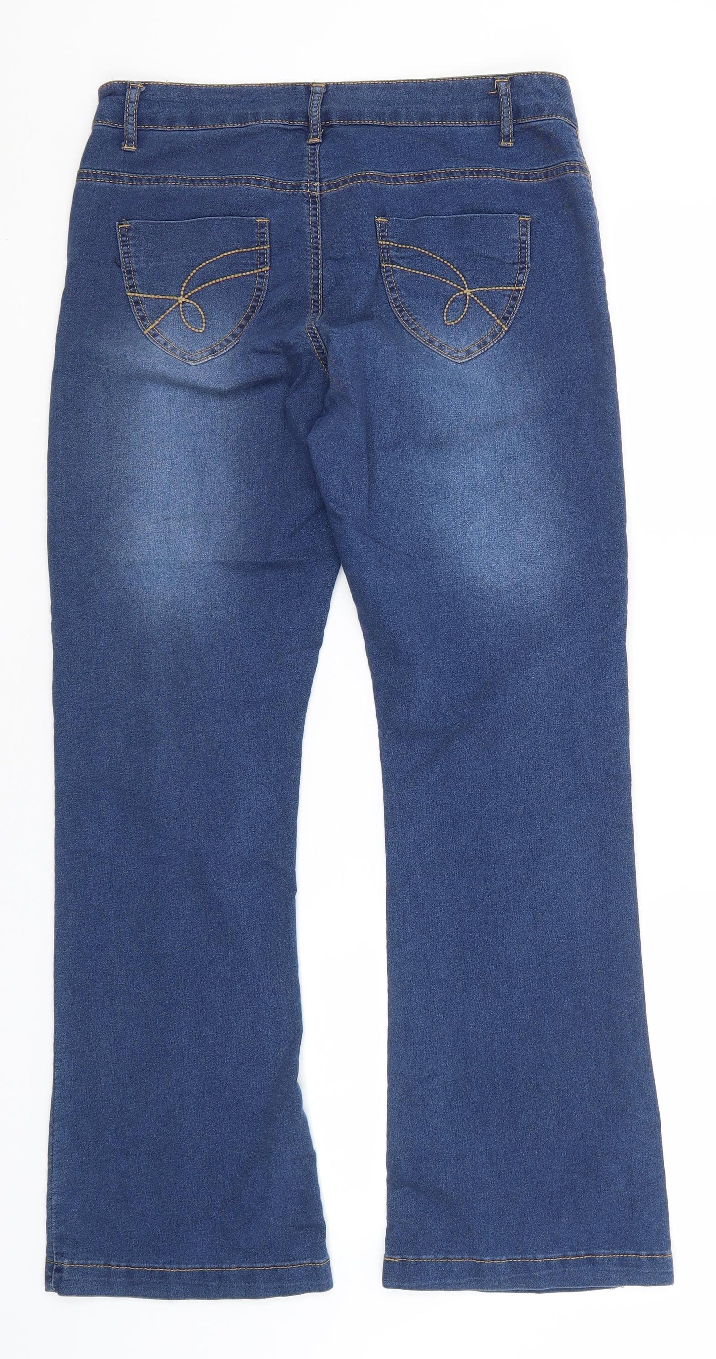 Preworn Womens Blue  Cotton Bootcut Jeans Size 10 L29 in Regular