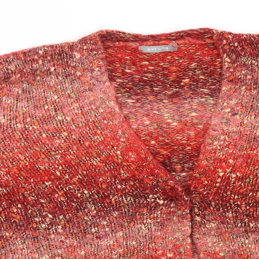 Per Una Womens Red Round Neck  Acrylic Cardigan Jumper Size XL