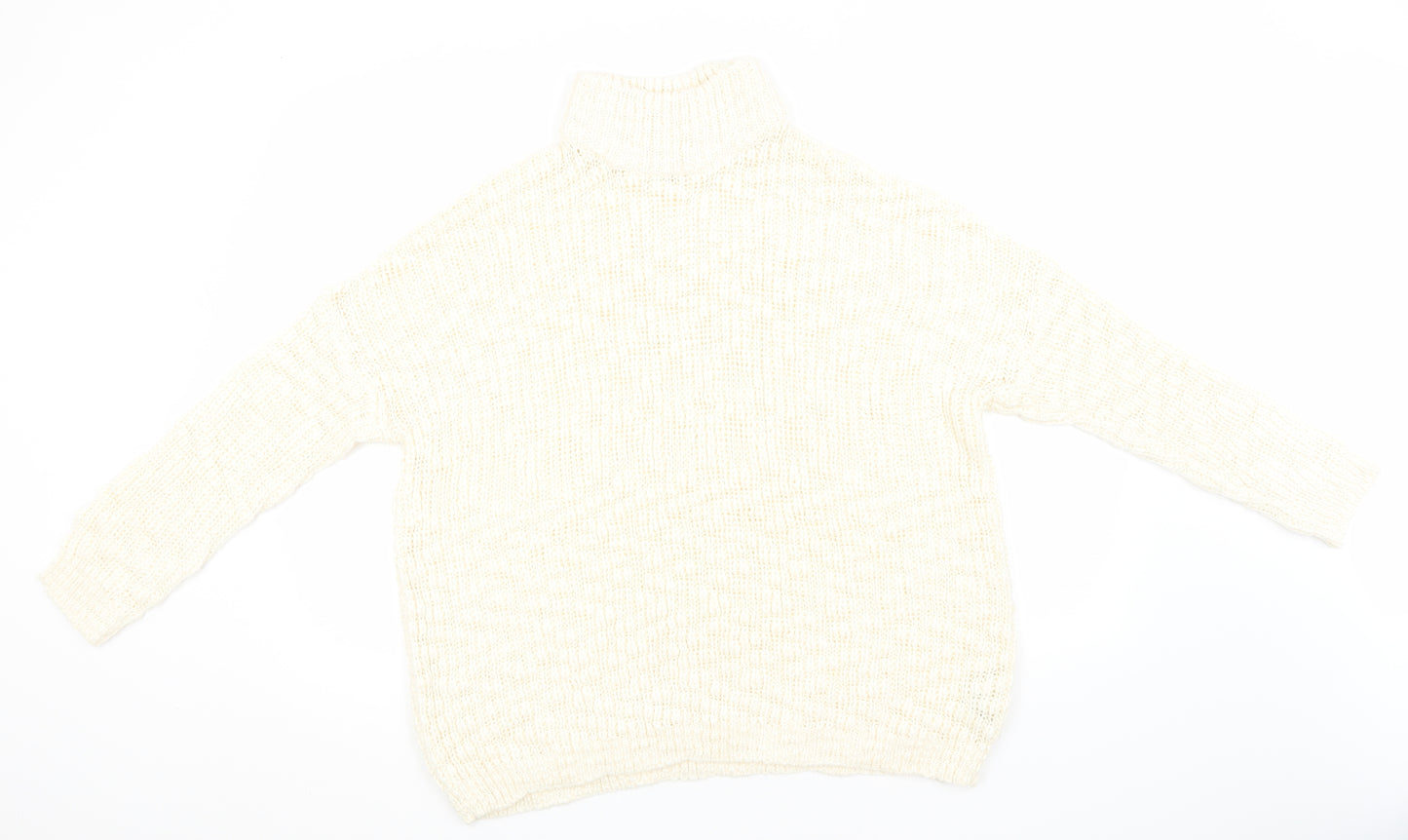 New Look Womens Ivory High Neck  Acrylic Pullover Jumper Size M