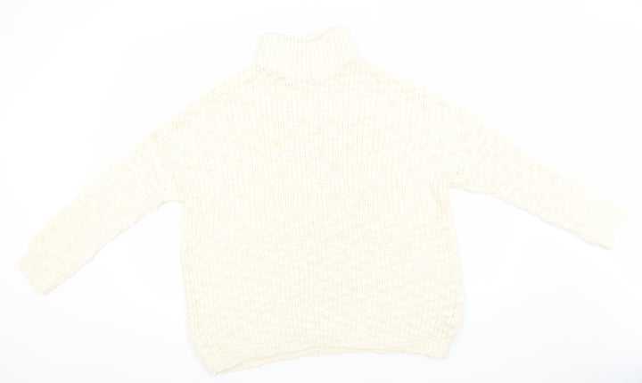 New Look Womens Ivory High Neck  Acrylic Pullover Jumper Size M
