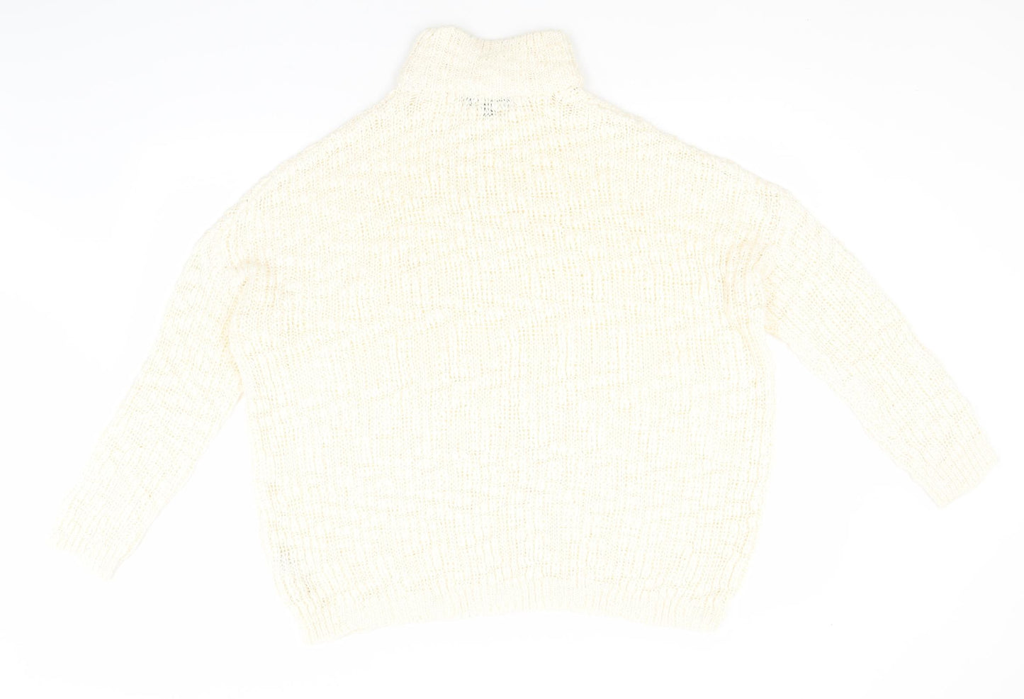 New Look Womens Ivory High Neck  Acrylic Pullover Jumper Size M